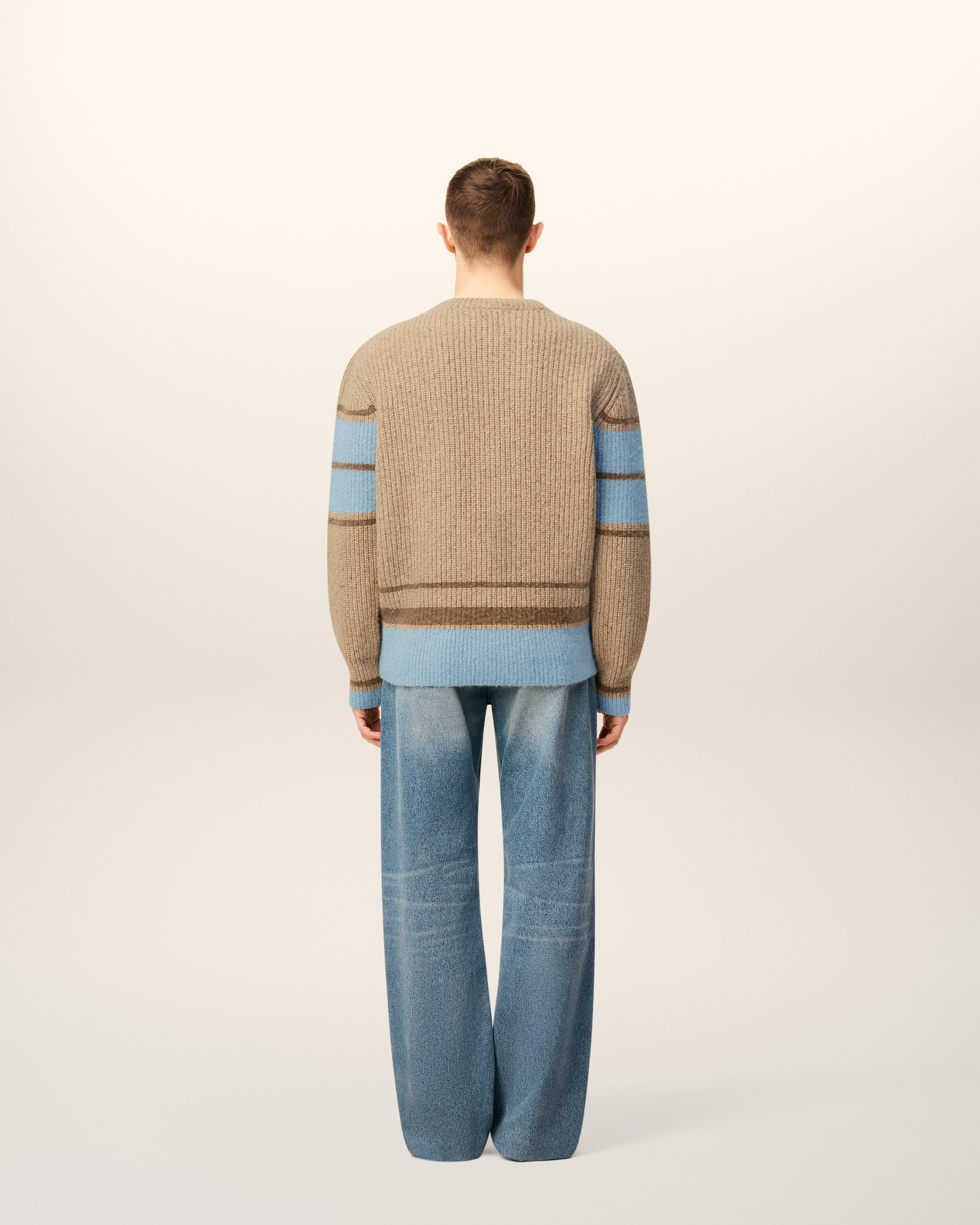 BROWN WOOL COLLEGE SWEATER - 5