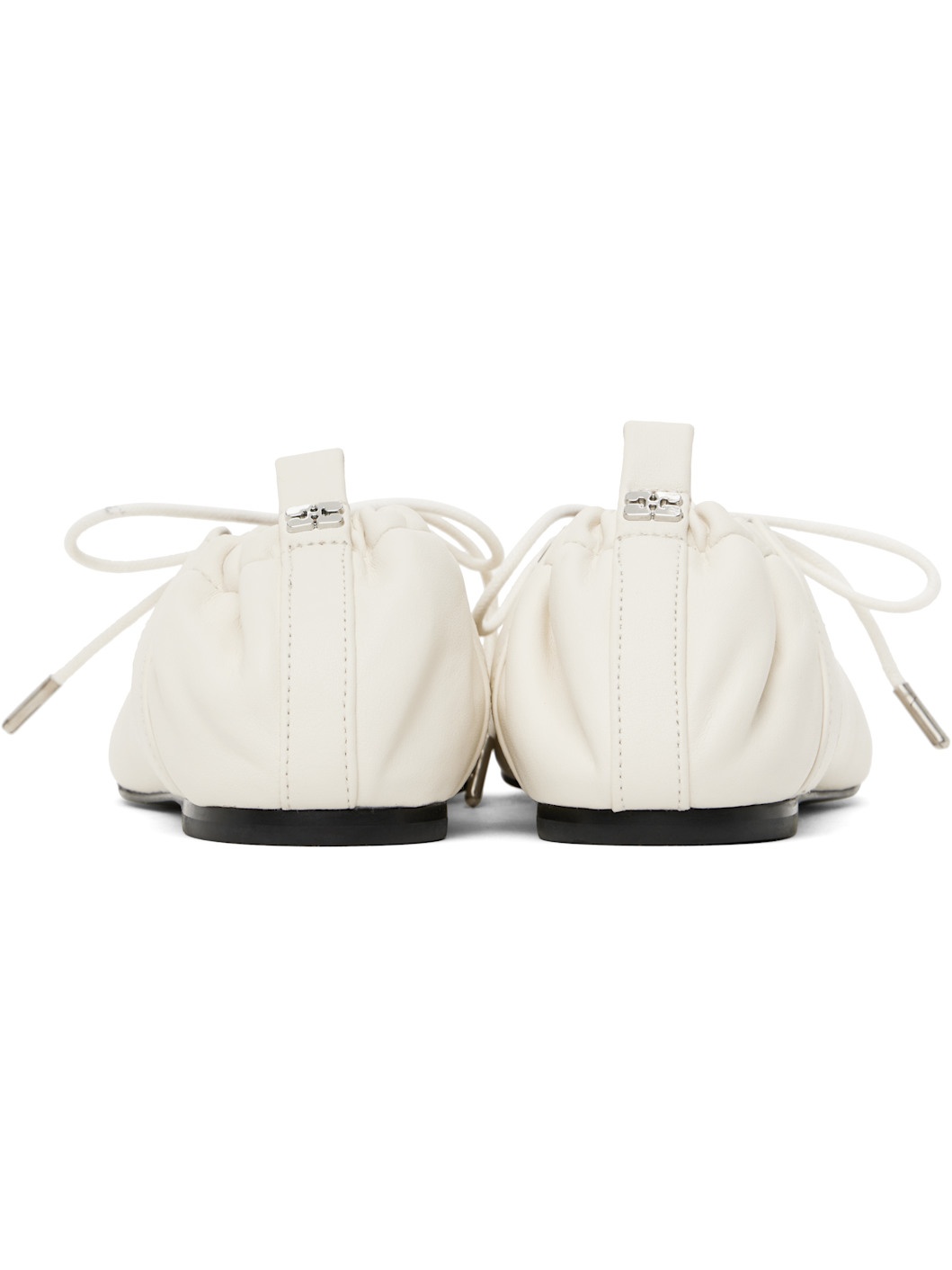 Off-White Lace-Up Ballerina Flats - 2
