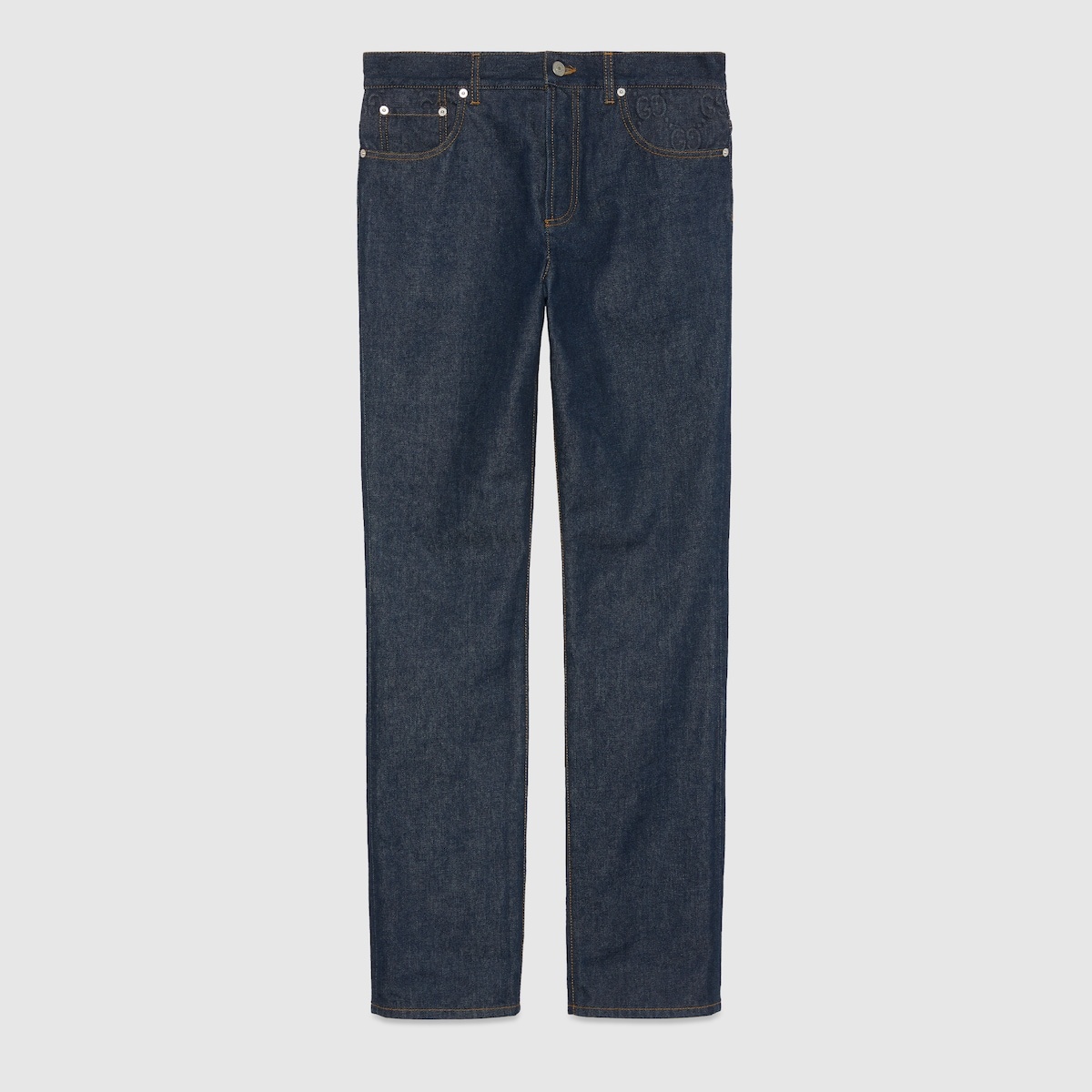 Denim pant with GG embossed detail - 1