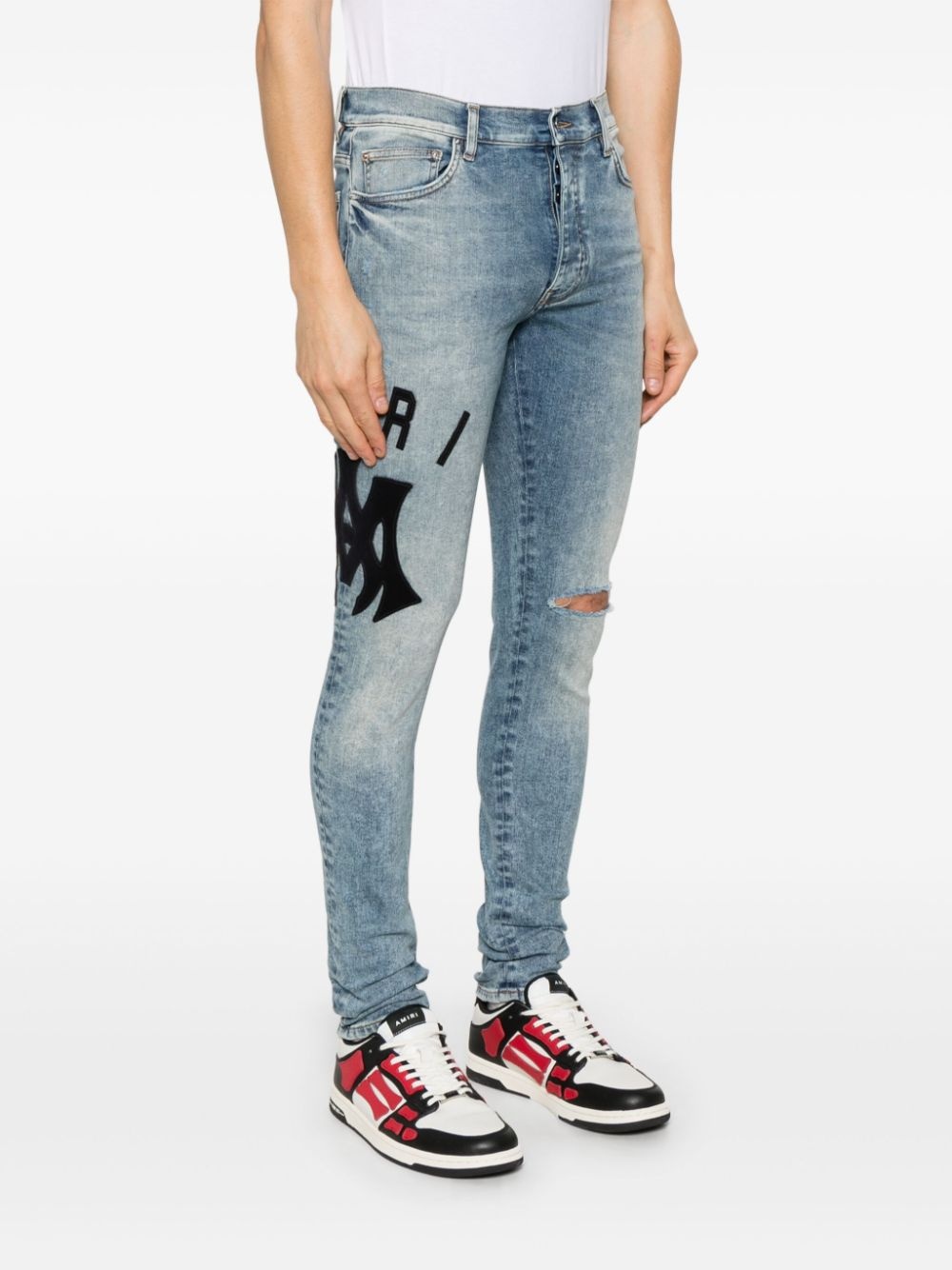 logo-appliqué skinny jeans - 3