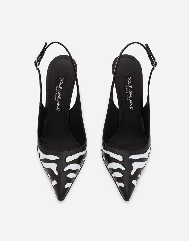 Zebra-print polished calfskin slingbacks - 4