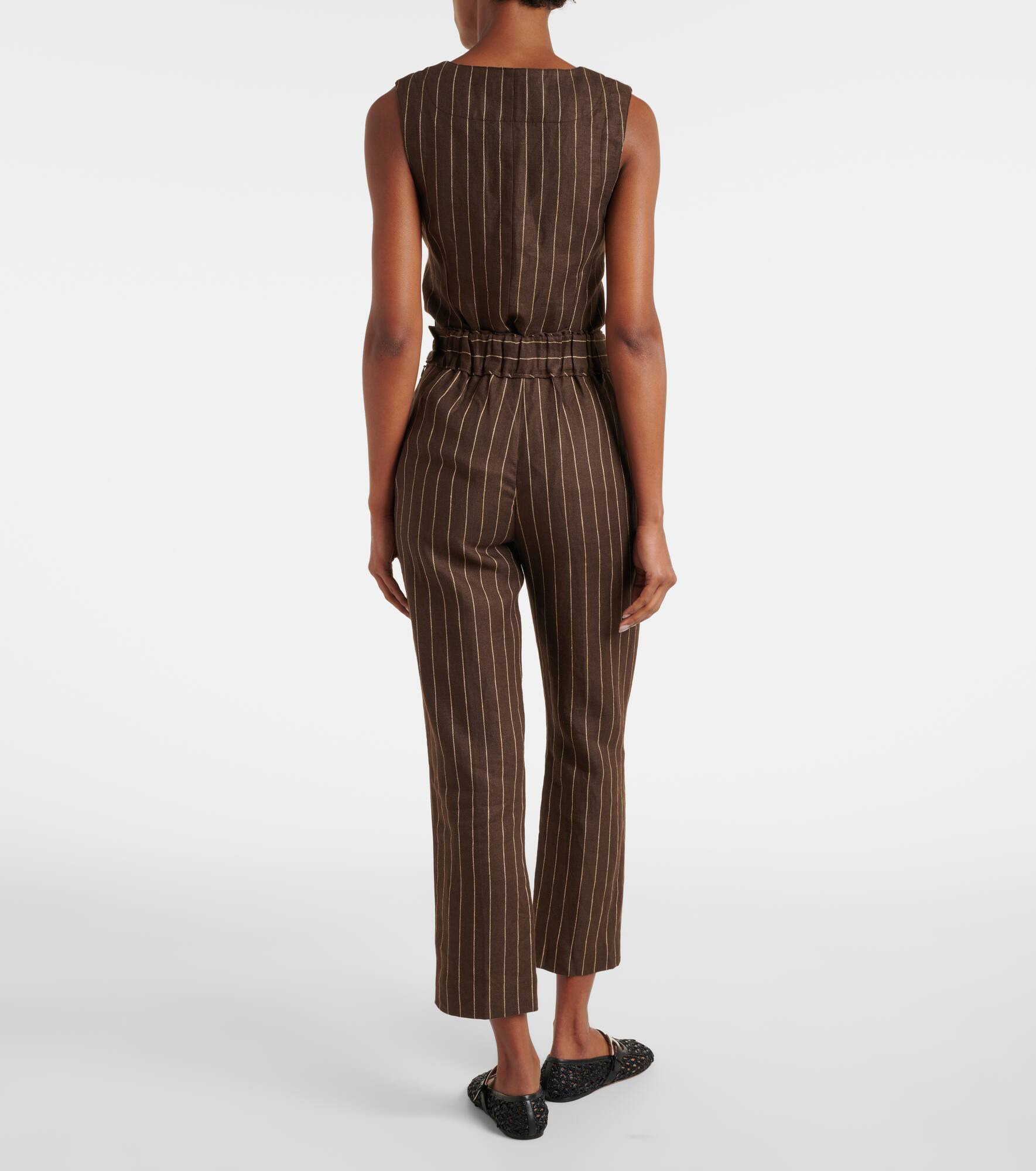 Thea pinstripe high-rise linen pants - 3