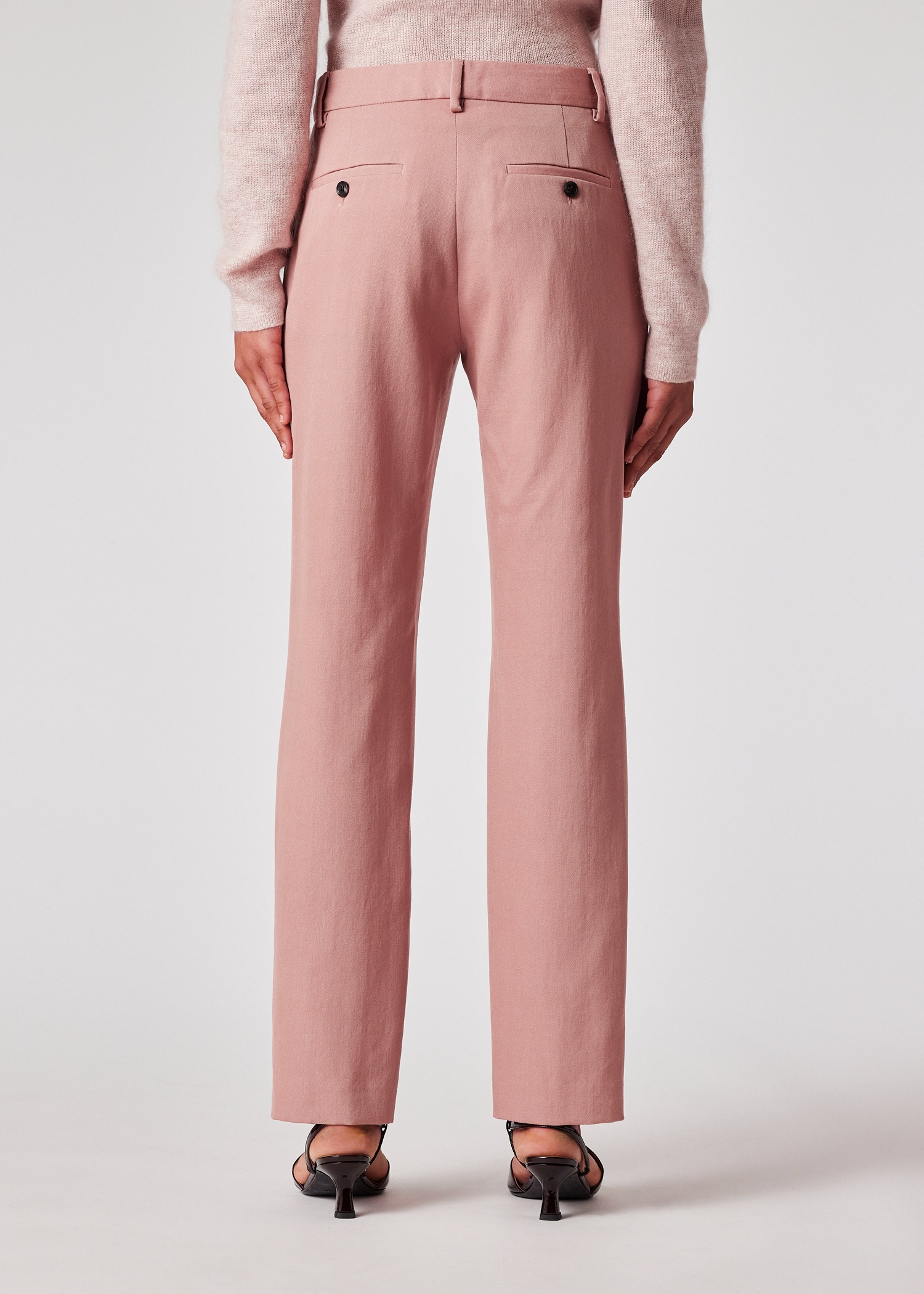Women's Slim-Fit Dusky Pink Wool Trousers - 4
