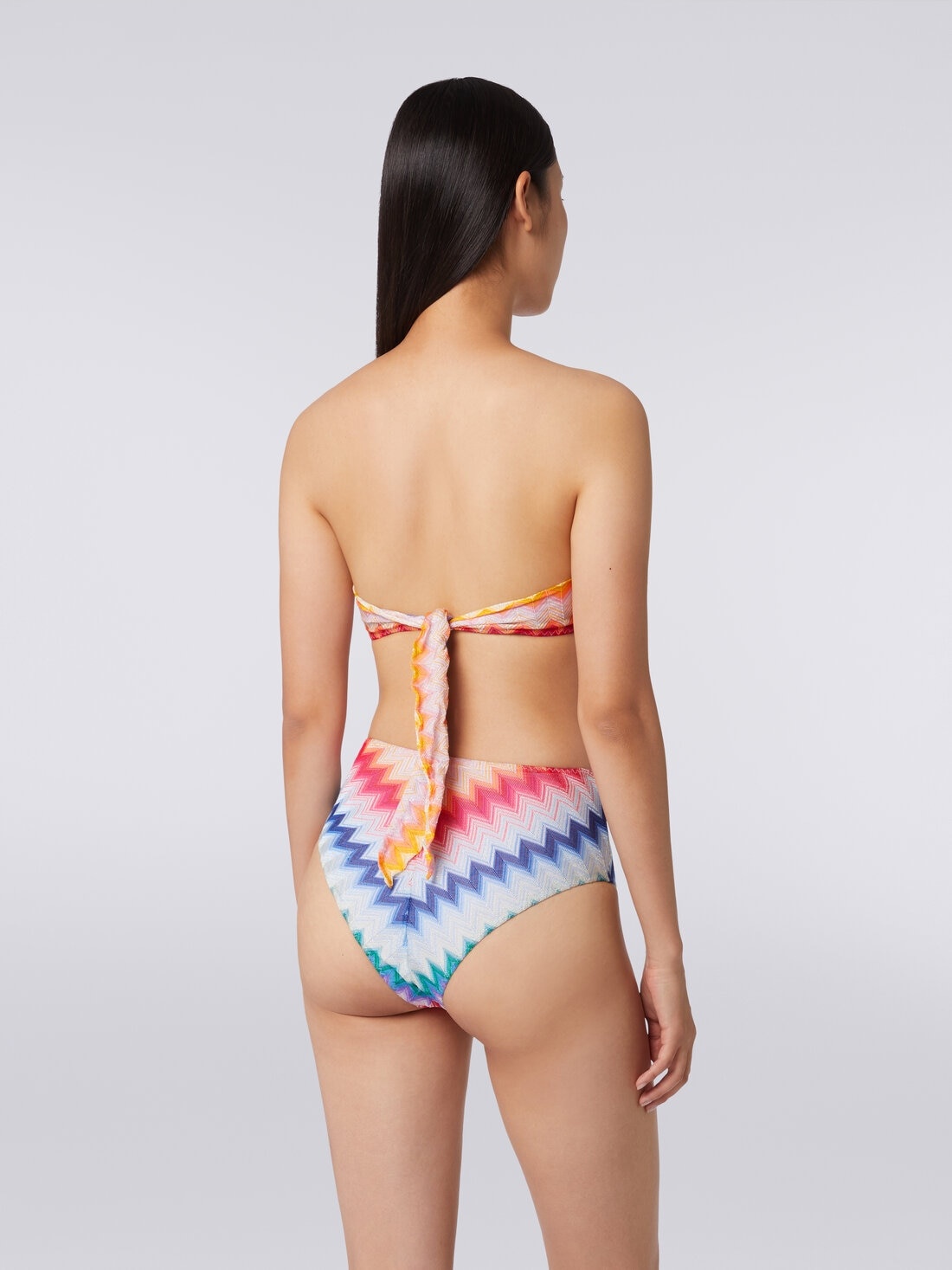 High-waisted bikini bottom in zigzag print fabric - 4