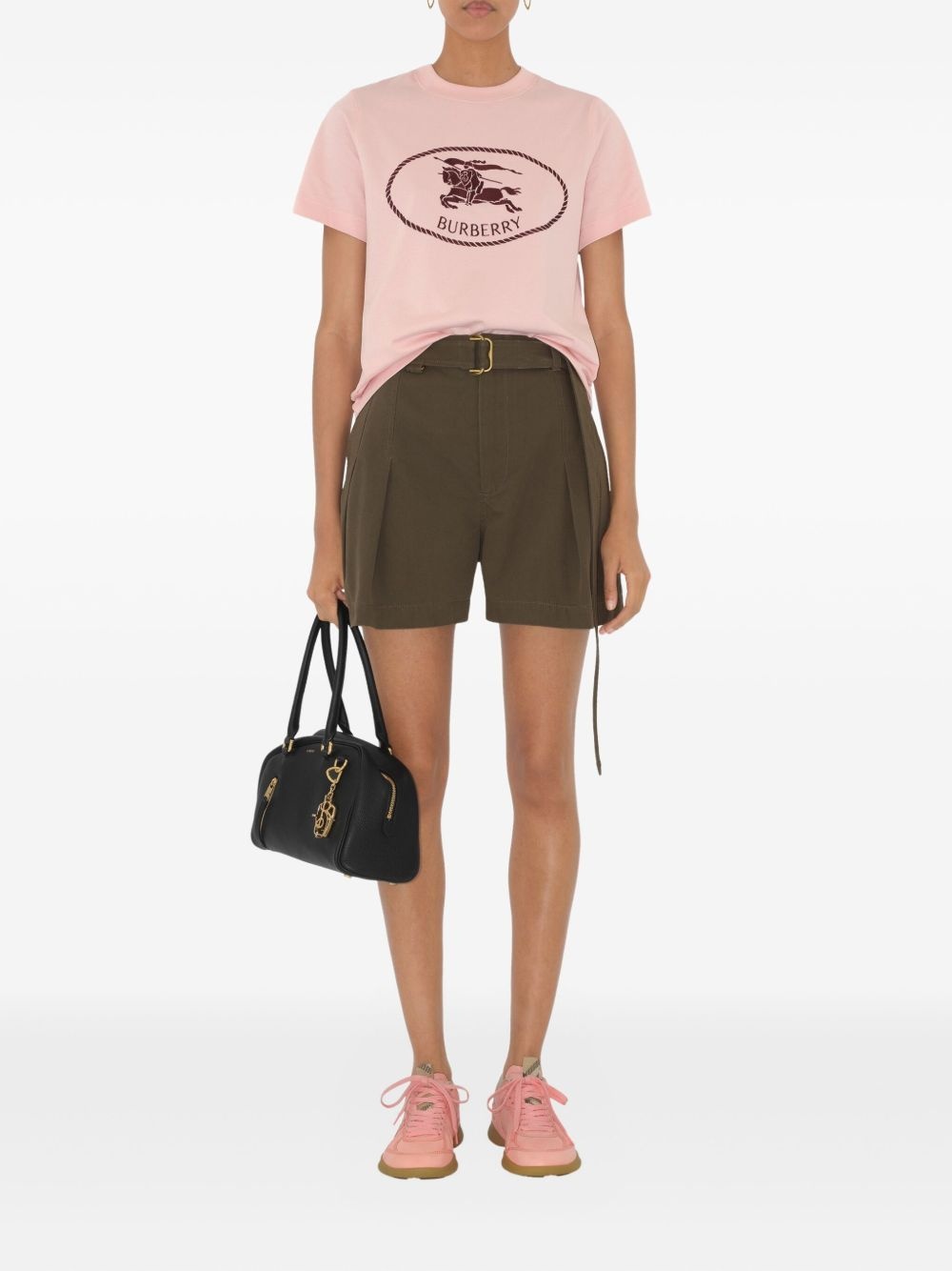 belted gabardine shorts - 2