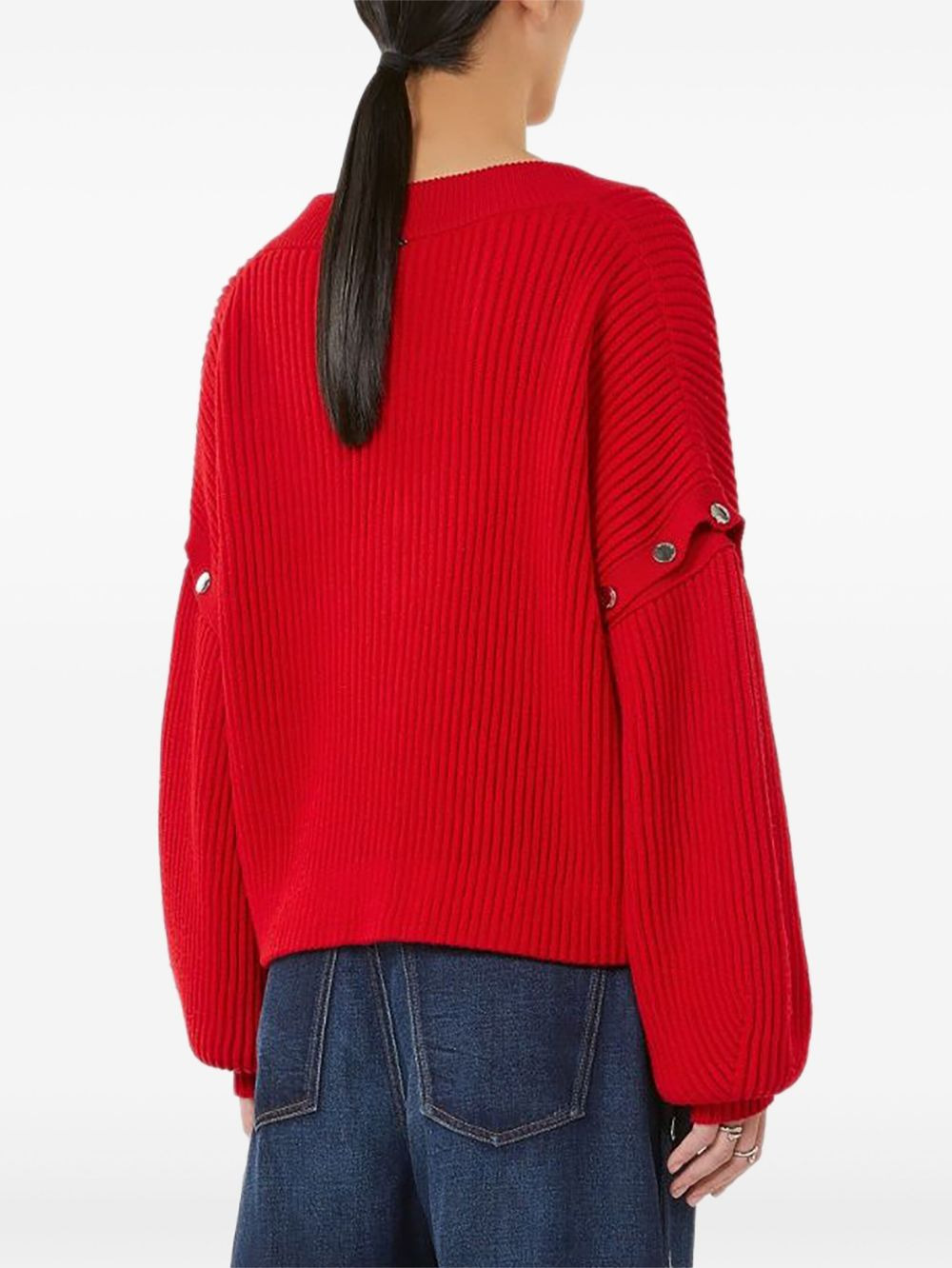 V-neck button-detail sweater - 3