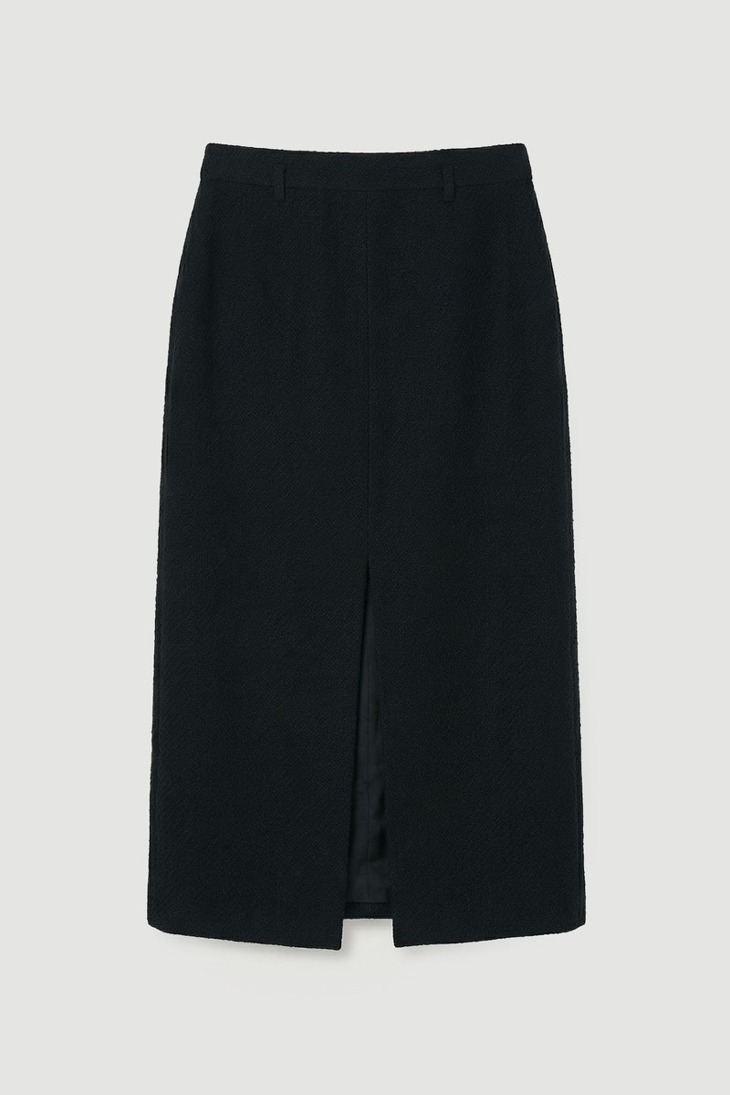 Petite Textured Tweed Tailored Belted Pencil Skirt 4