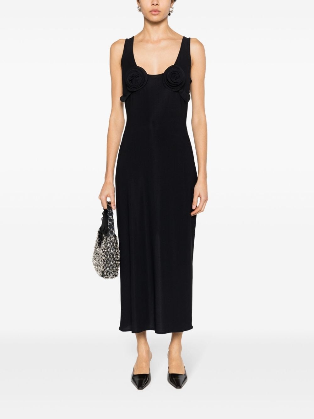 floral-appliquÃ© midi dress - 2