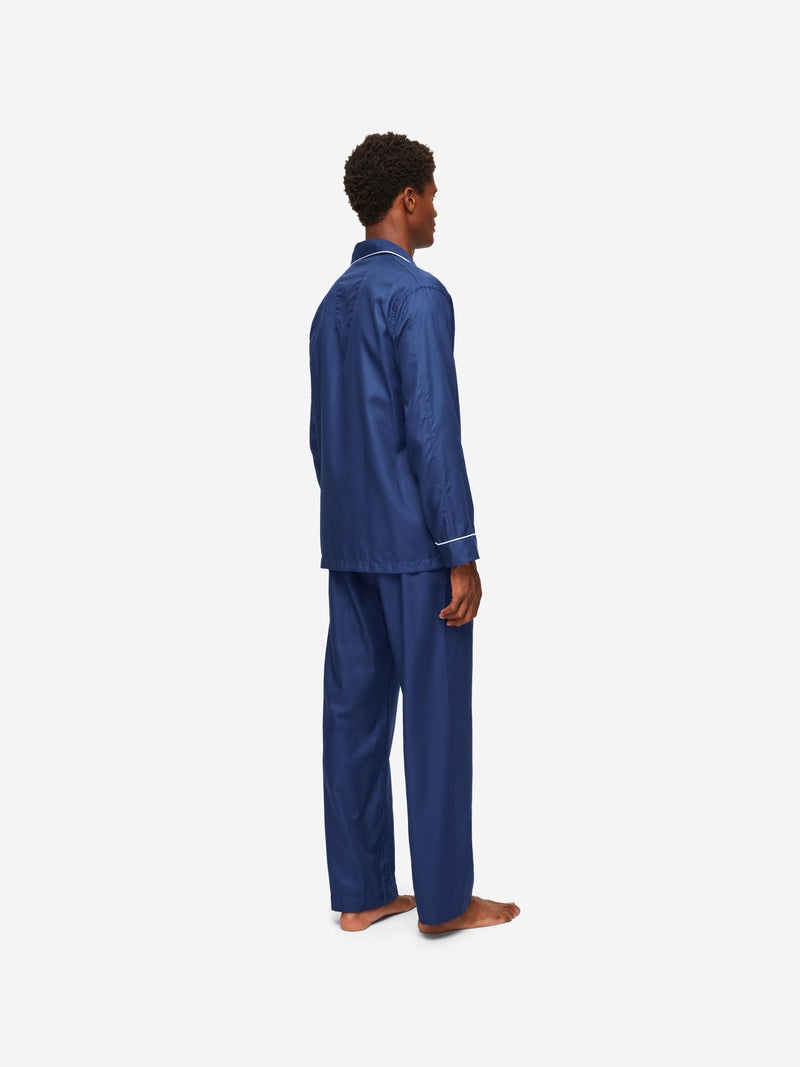 Men's Classic Fit Pyjamas Lombard 6 Cotton Jacquard Navy - 5