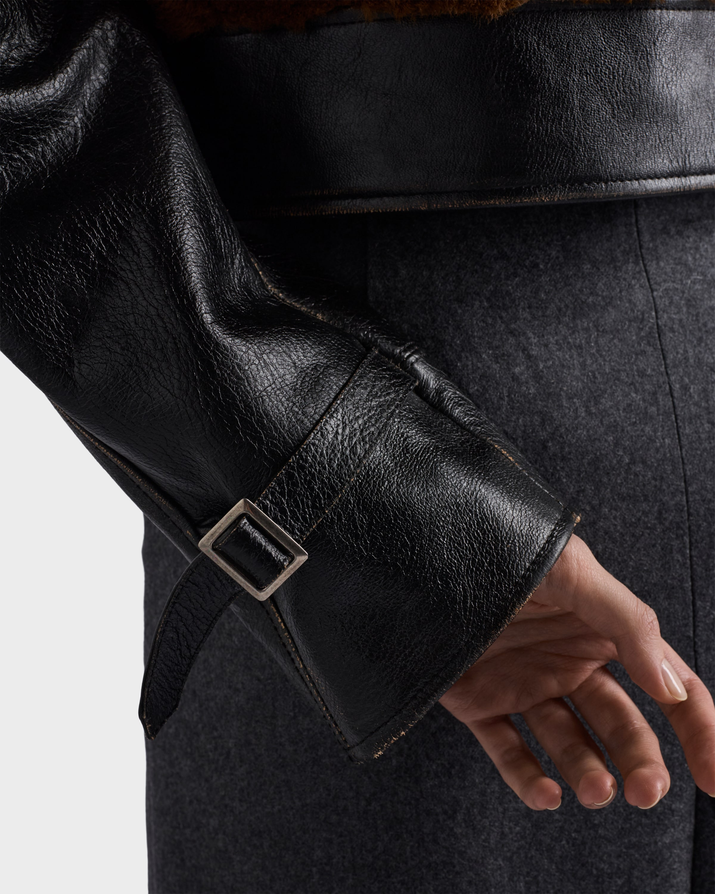Leather and shearling jacket - 3