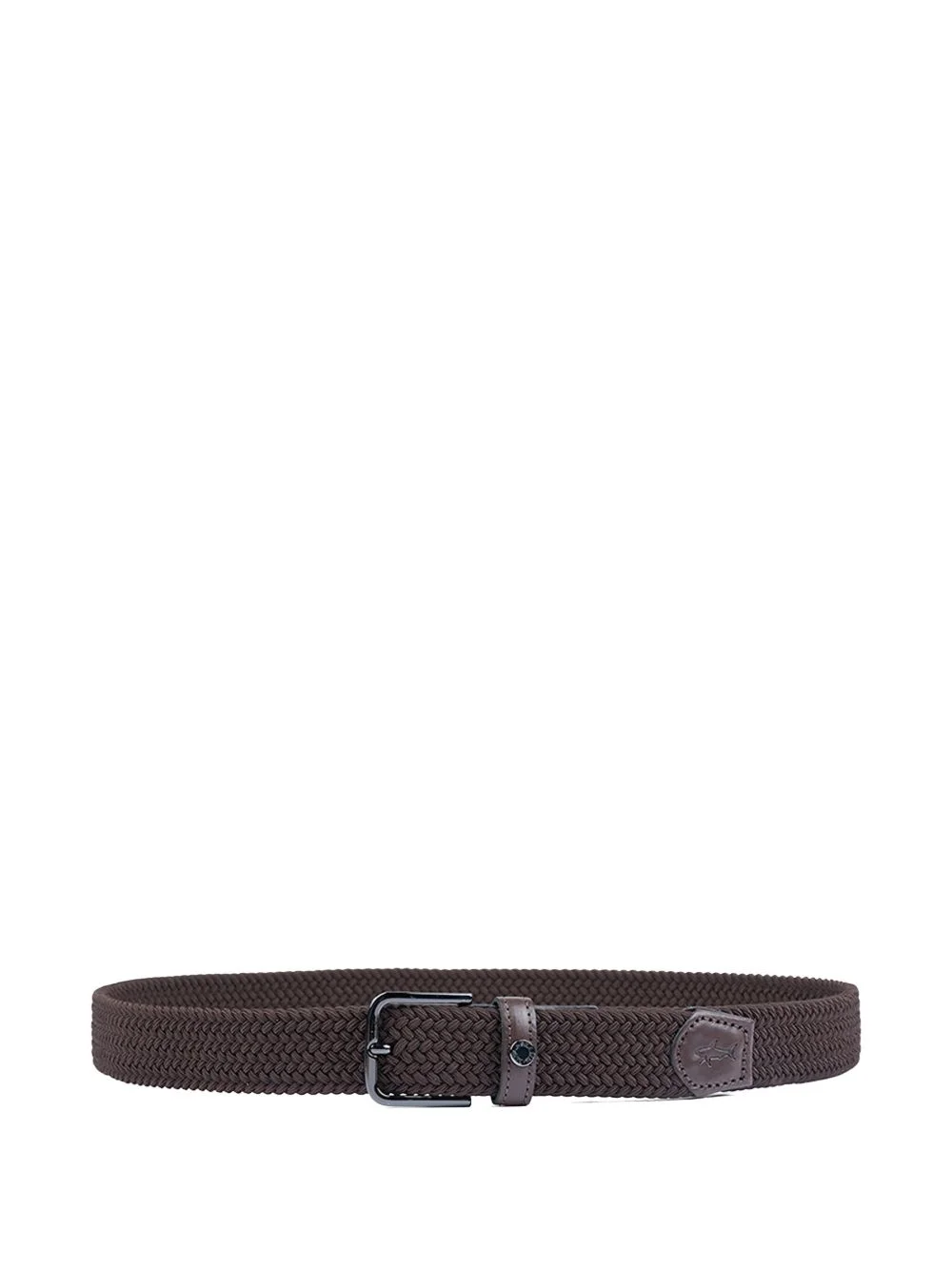 leather-trim interwoven belt - 1