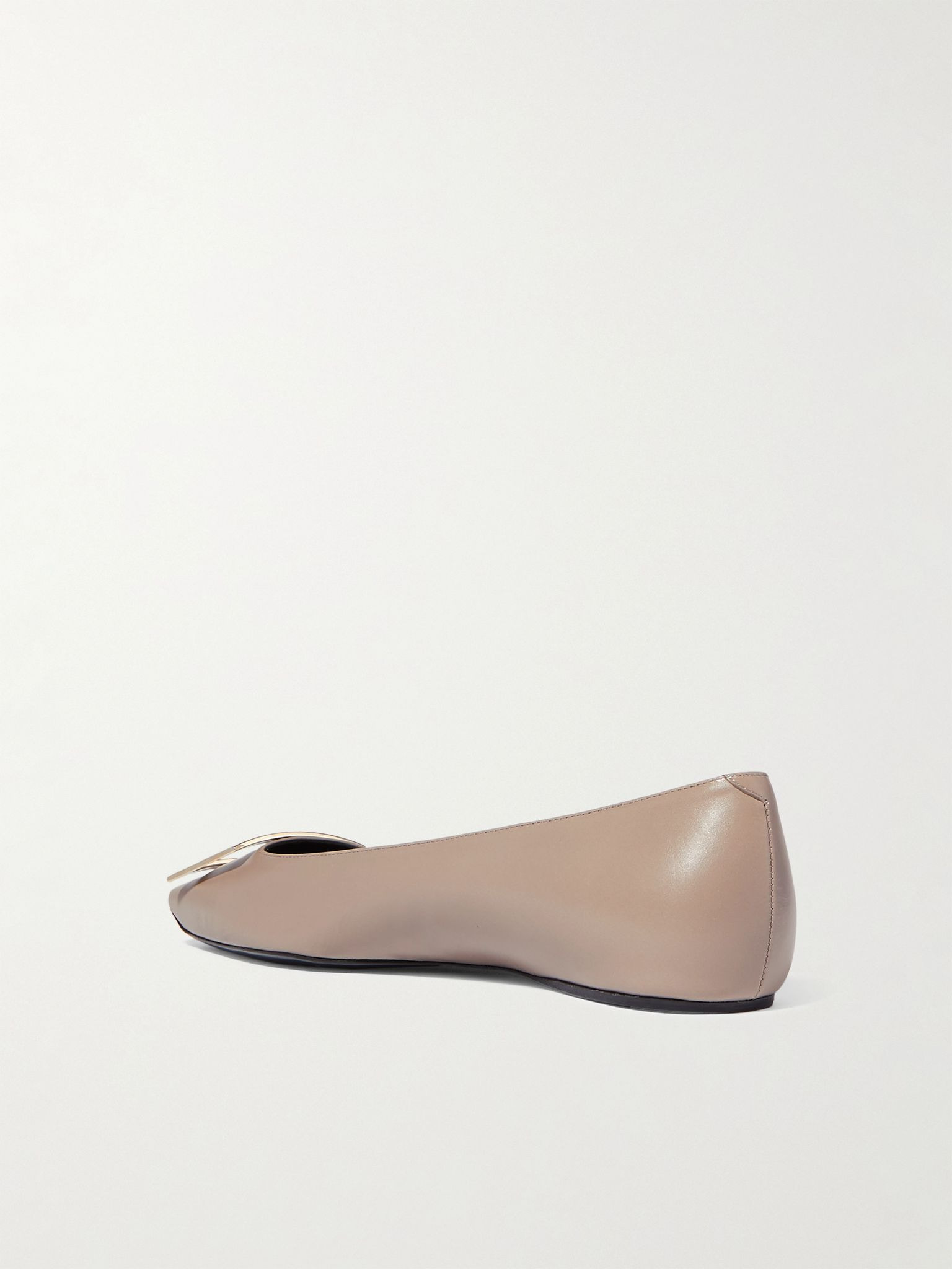Quadrata Trompette embellished leather ballet flats Taupe - 3