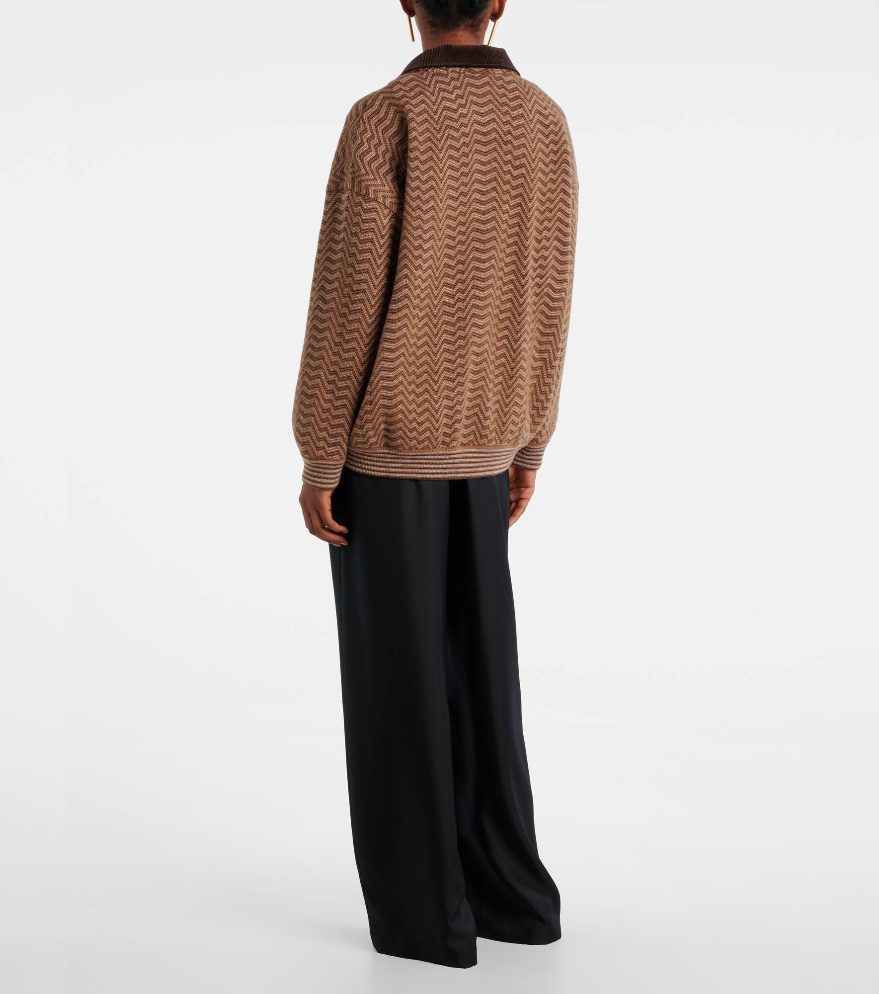 Zigzag  wool and cotton polo sweater - 3