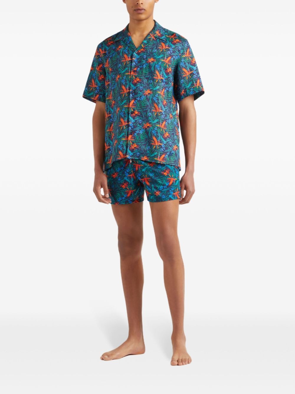 floral-print linen shirt - 3