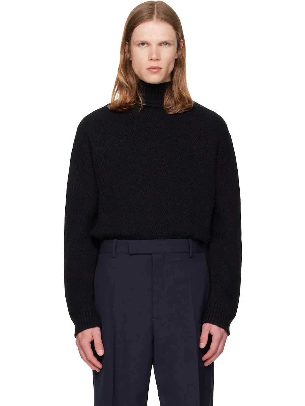 Black Wool & Cashmere Turtleneck - 1