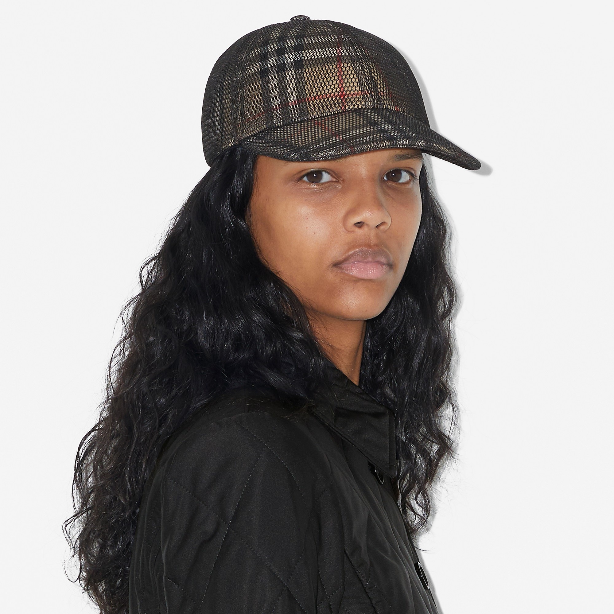 Mesh Overlay Check Baseball Cap - 2