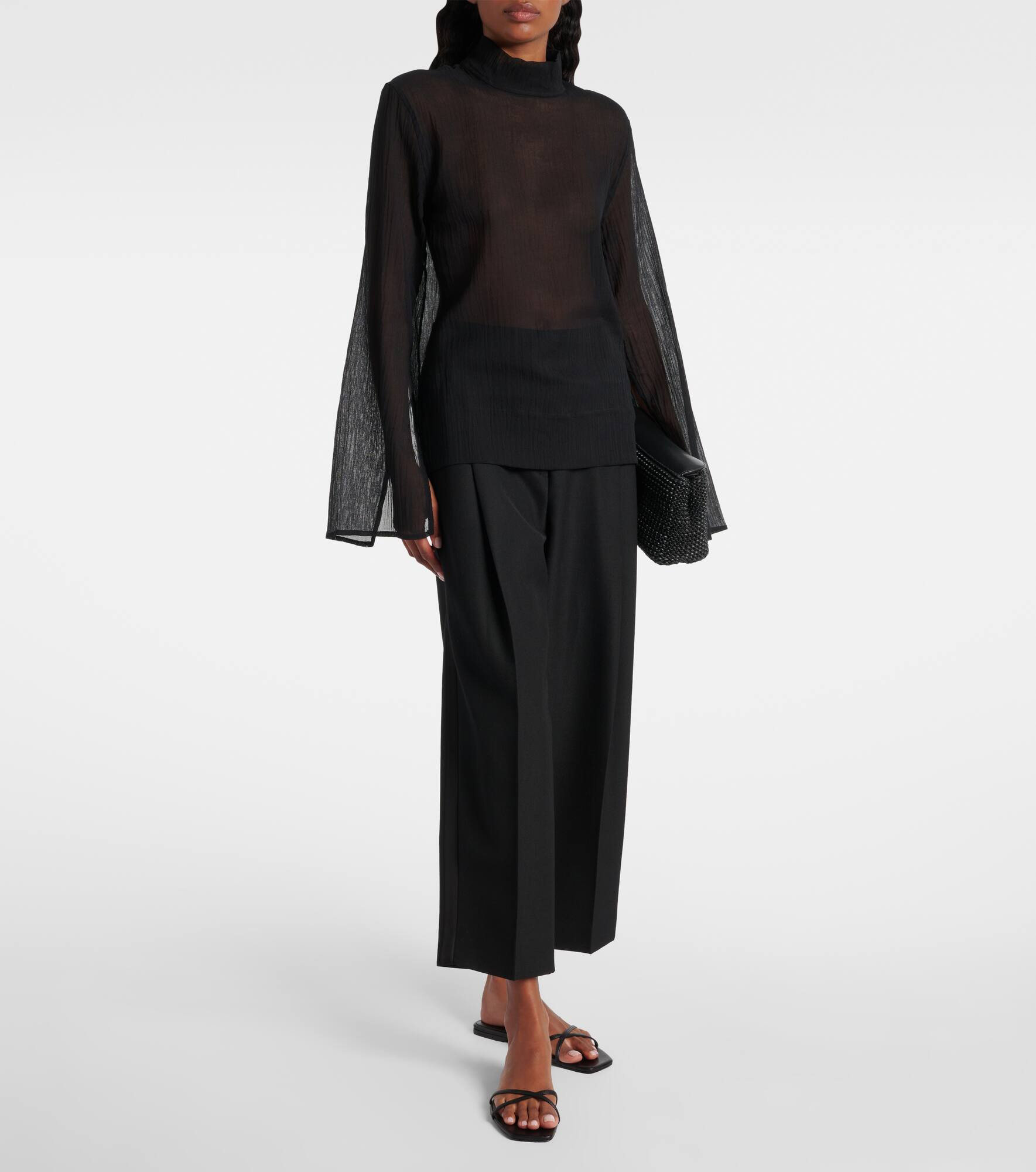 Cotton and silk turtleneck top - 2