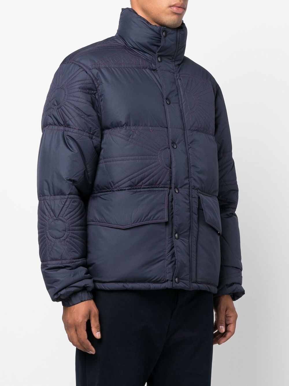 embroidered-logo puffer jacket - 3
