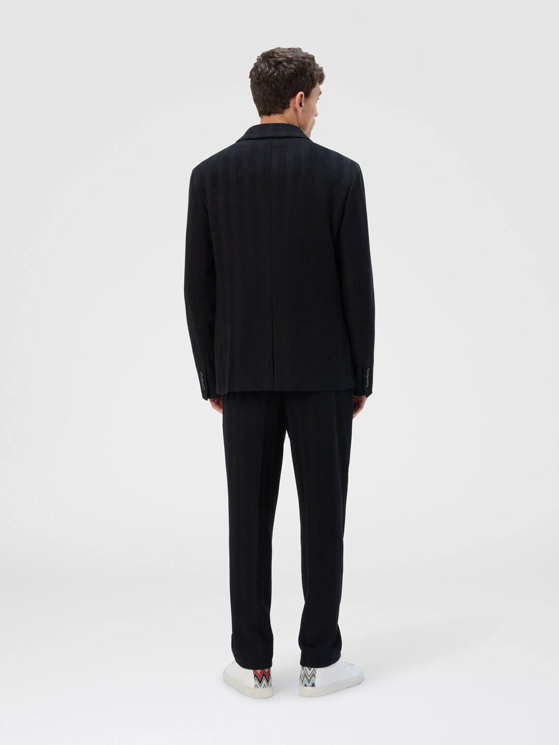 Single-Breasted Jacket with Zigzag Pattern - 3