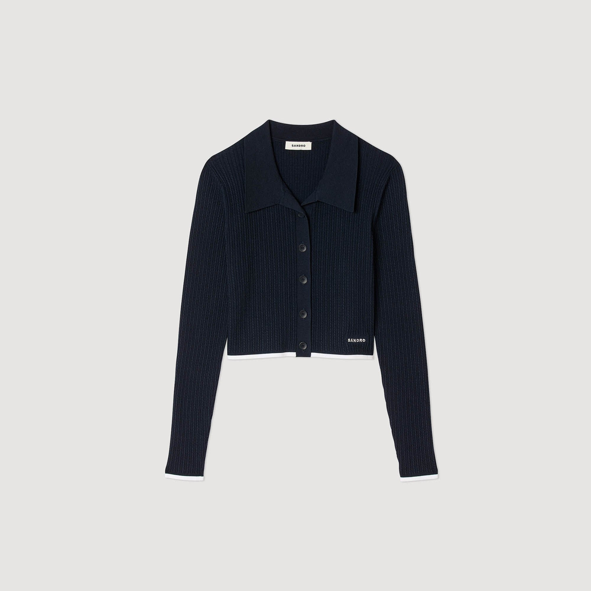 CROPPED POLO COLLAR CARDIGAN - 6