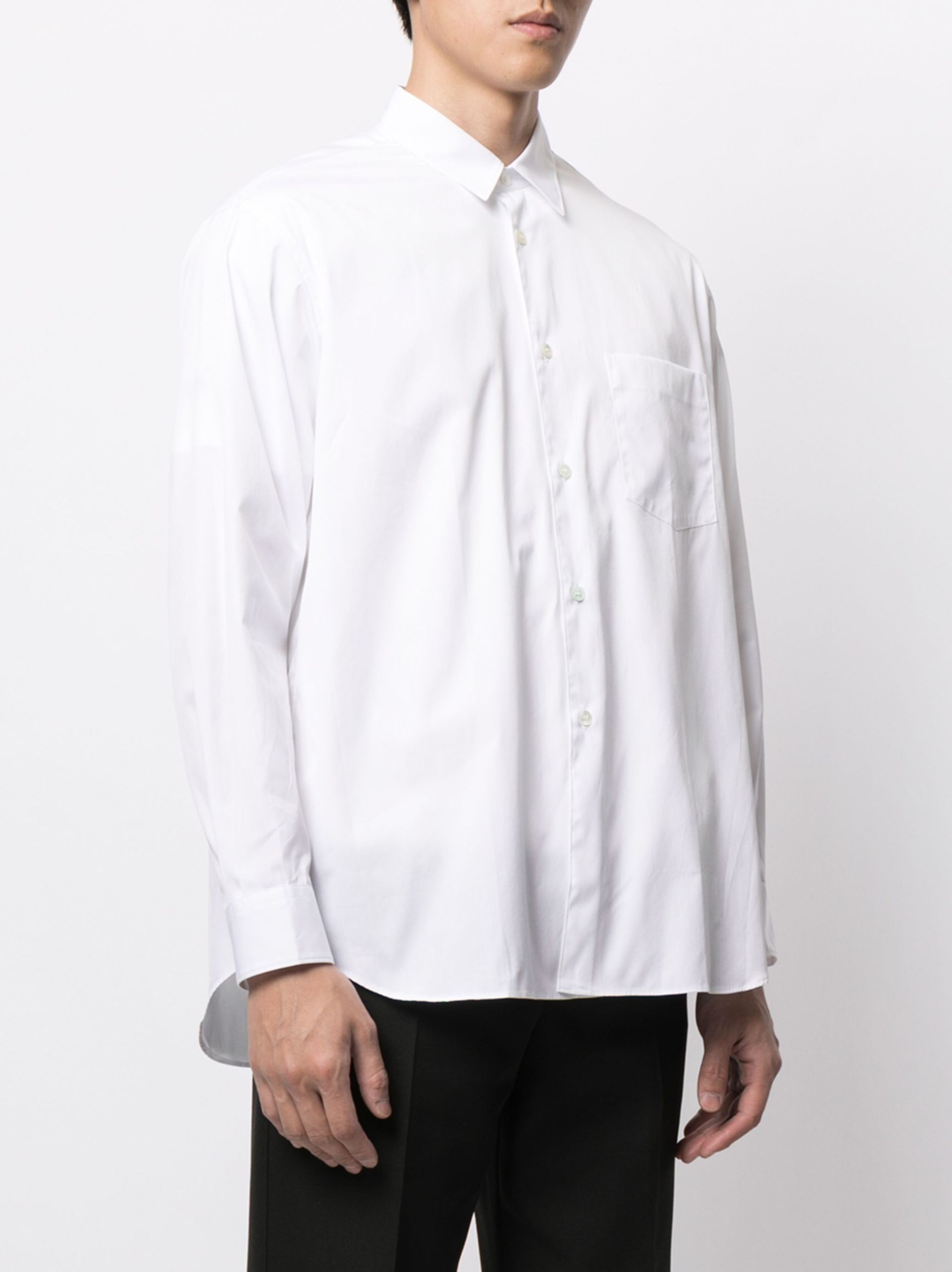 White Long Sleeve Cotton Shirt - 3