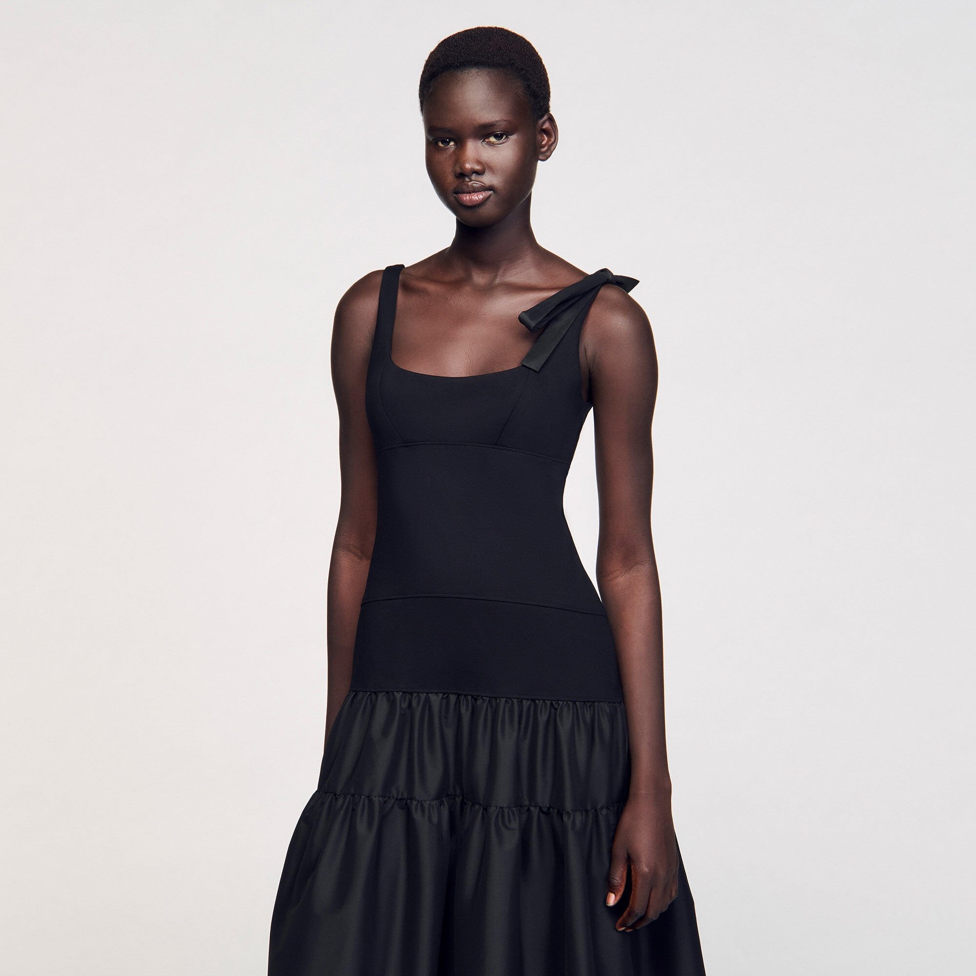 MAXI DUAL-MATERIAL DRESS - 4
