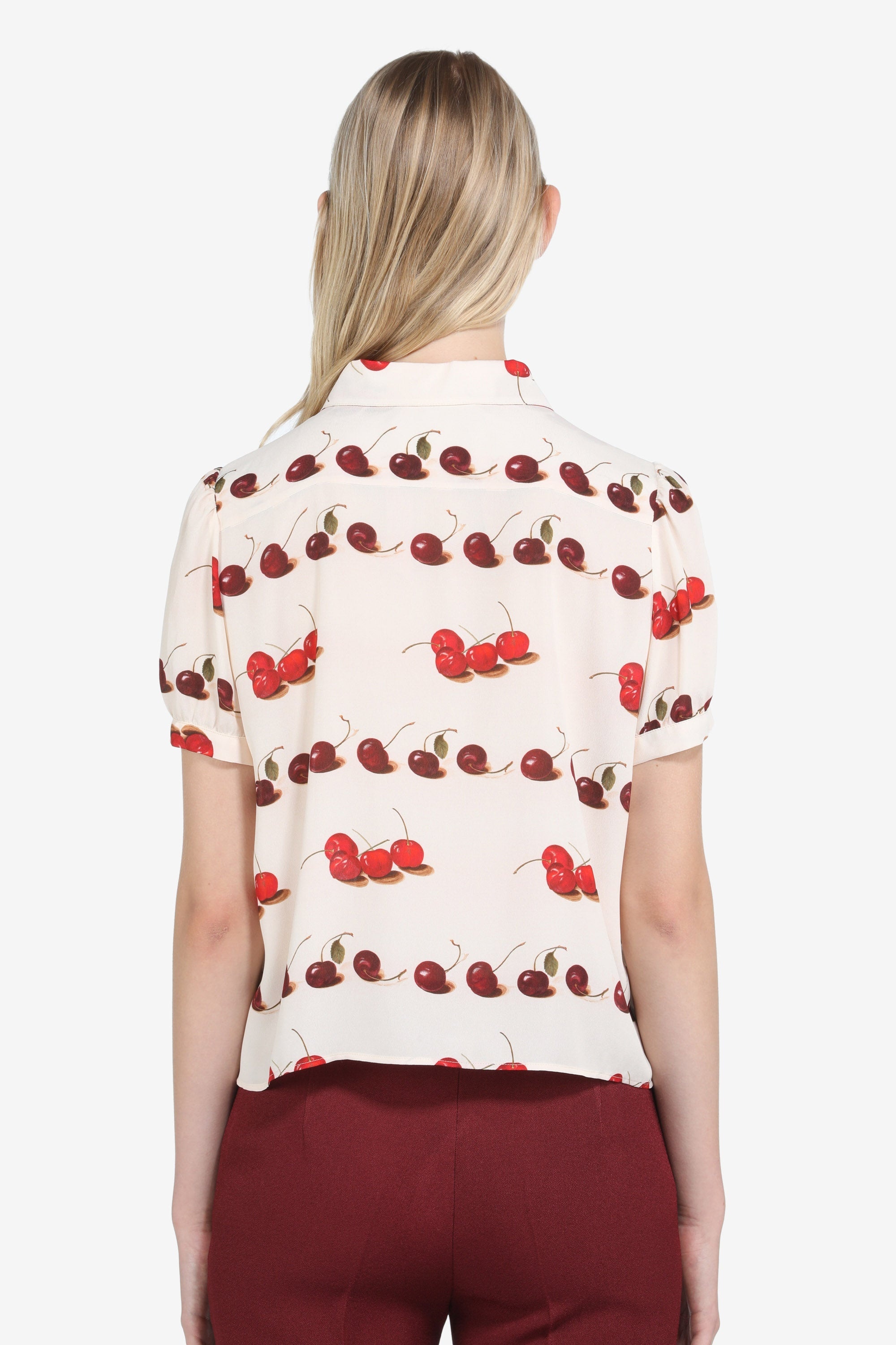 CHERRY-PRINT RUFFLED SHORT-SLEEVE SHIRT - 2