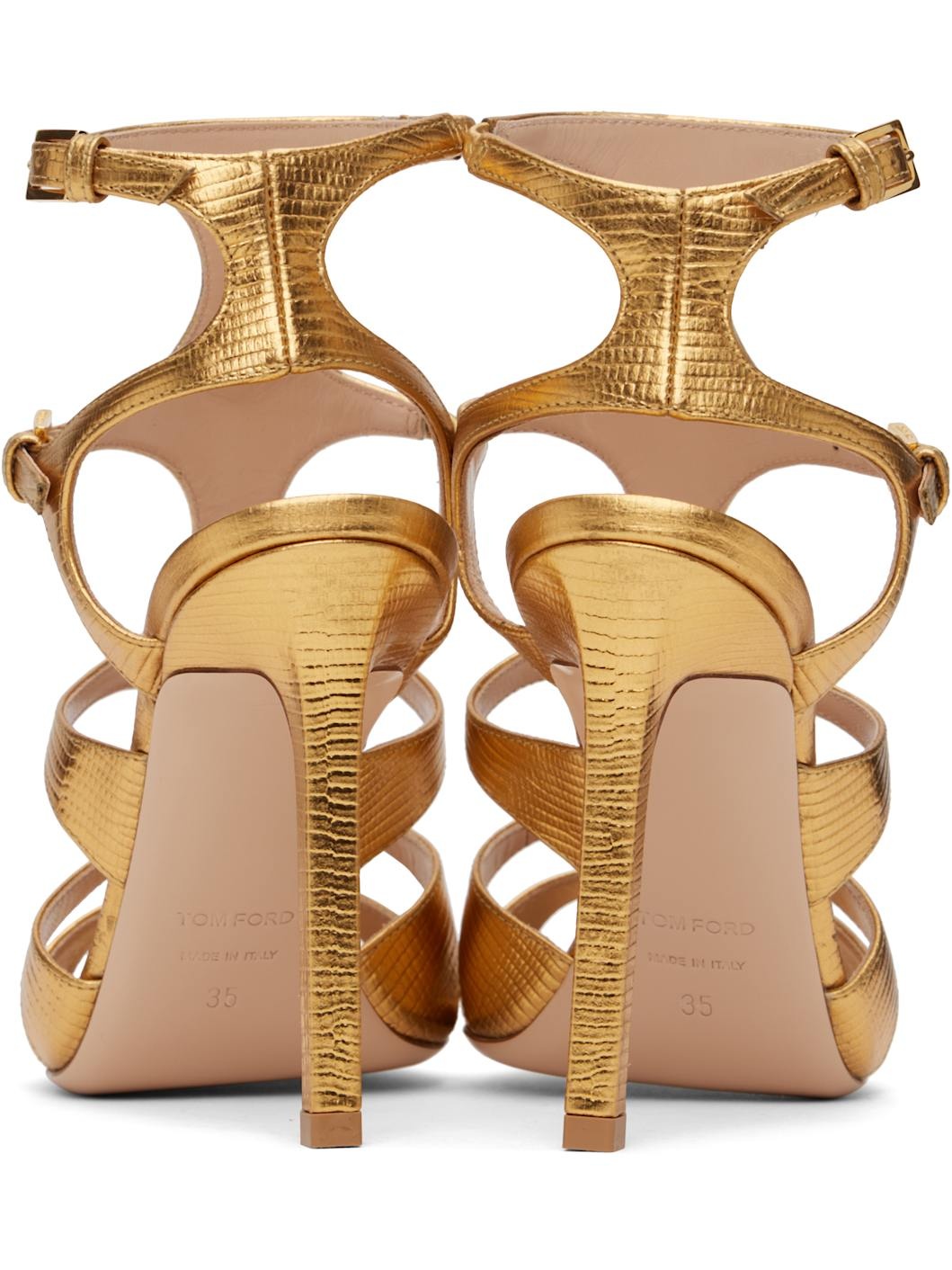 Gold Lizard Paradis Heeled Sandals - 2