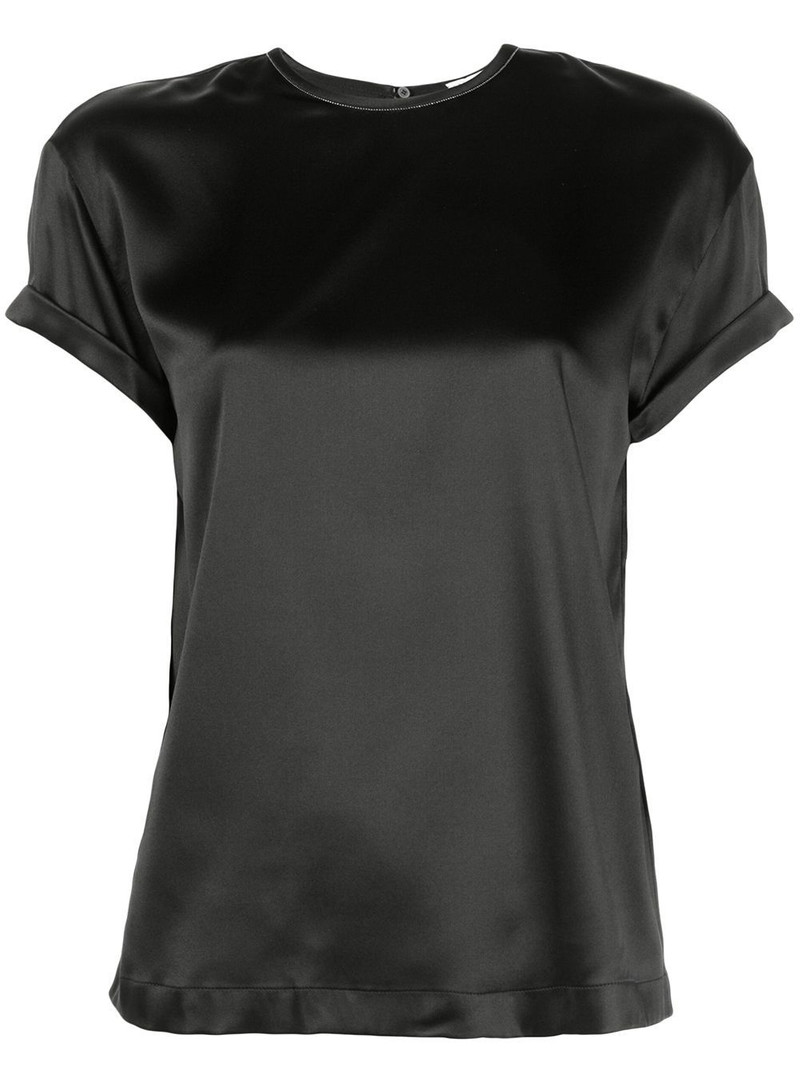 silk crew-neck T-shirt 1