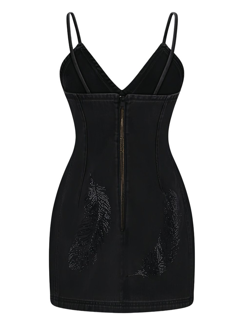 David Koma rhinestone-embellished denim dress outlook