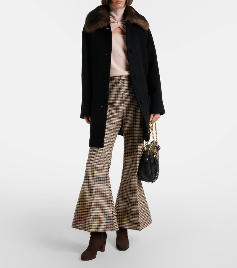 Valentino Houndstooth cropped virgin wool flared pants outlook