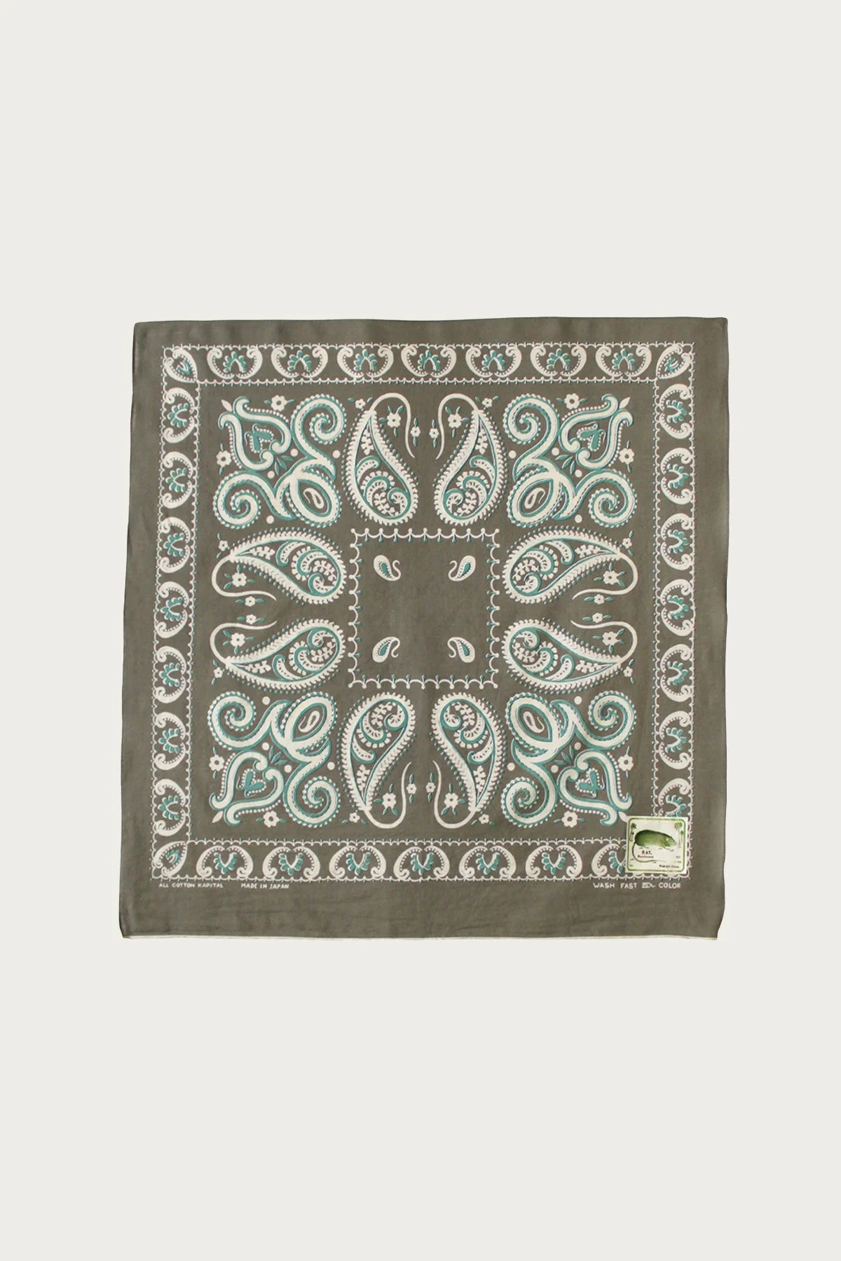 Fastcolor Selvedge Bandanna (SAMBO Paisely) 20x20 - Khaki - 1