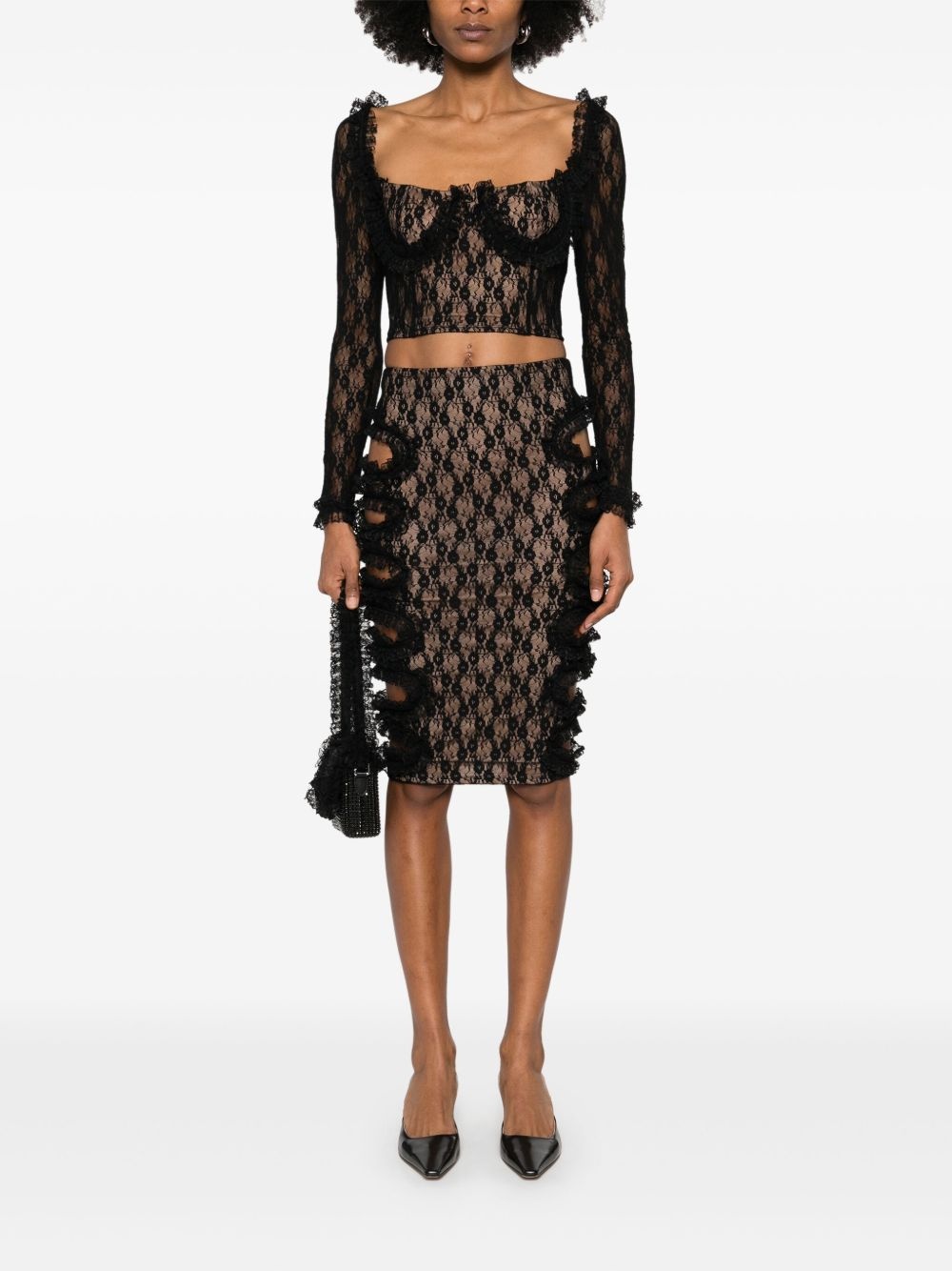 x Christopher Kane lace cut-out midi skirt - 2