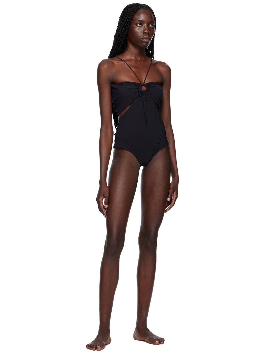 Black Cutout One-Piece Swimsuit - 4