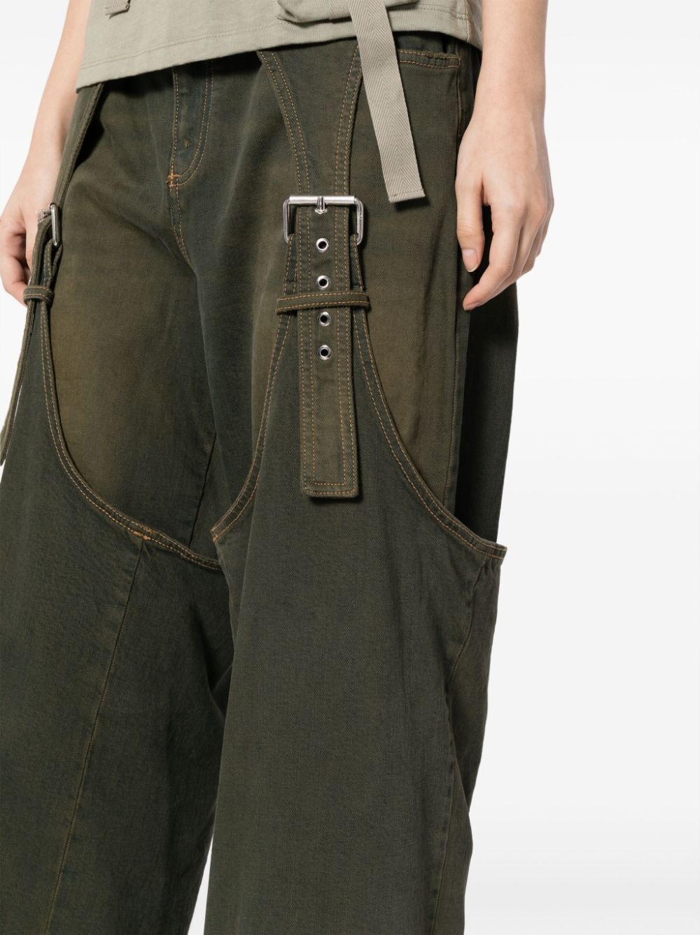 logo-embroidered layered-effect jeans - 5