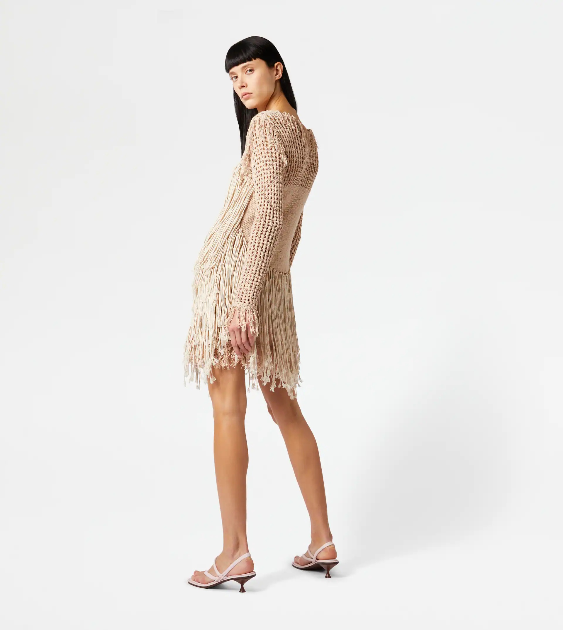 FRINGED DRESS - BEIGE - 3