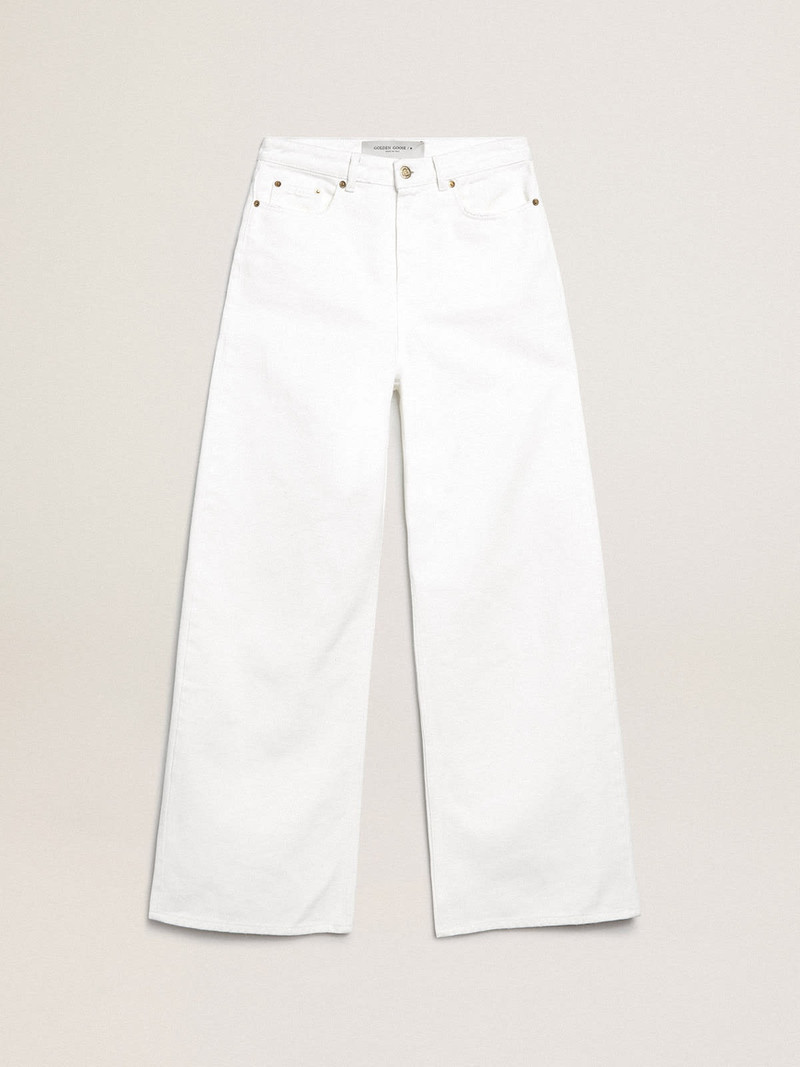 Wide-leg jeans in white bull denim - 1