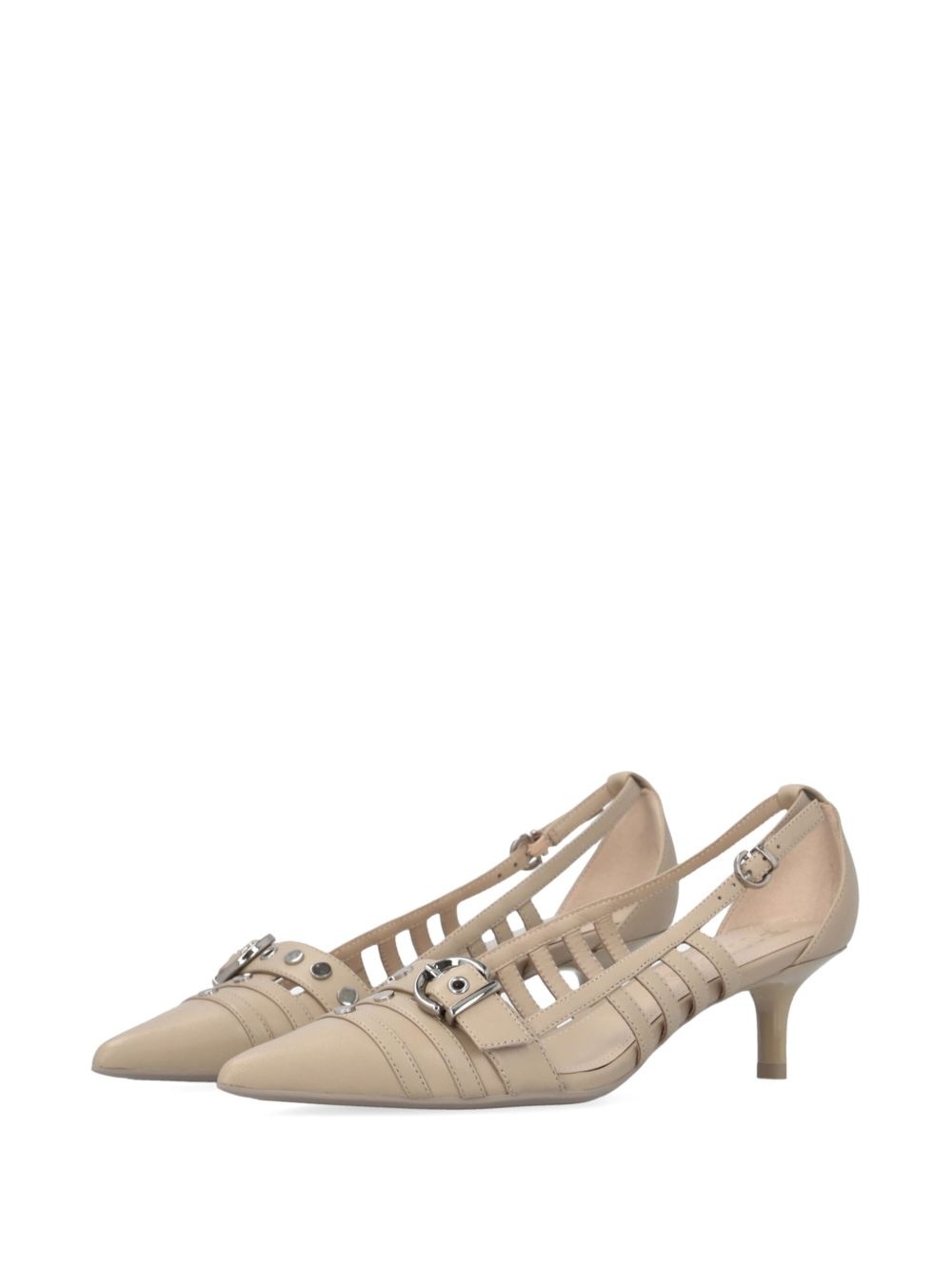 multi-straps leather pumps - 4