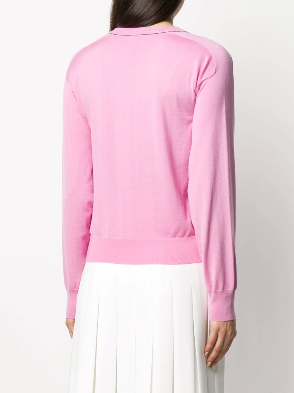 logo V-neck cropped jumper - 4