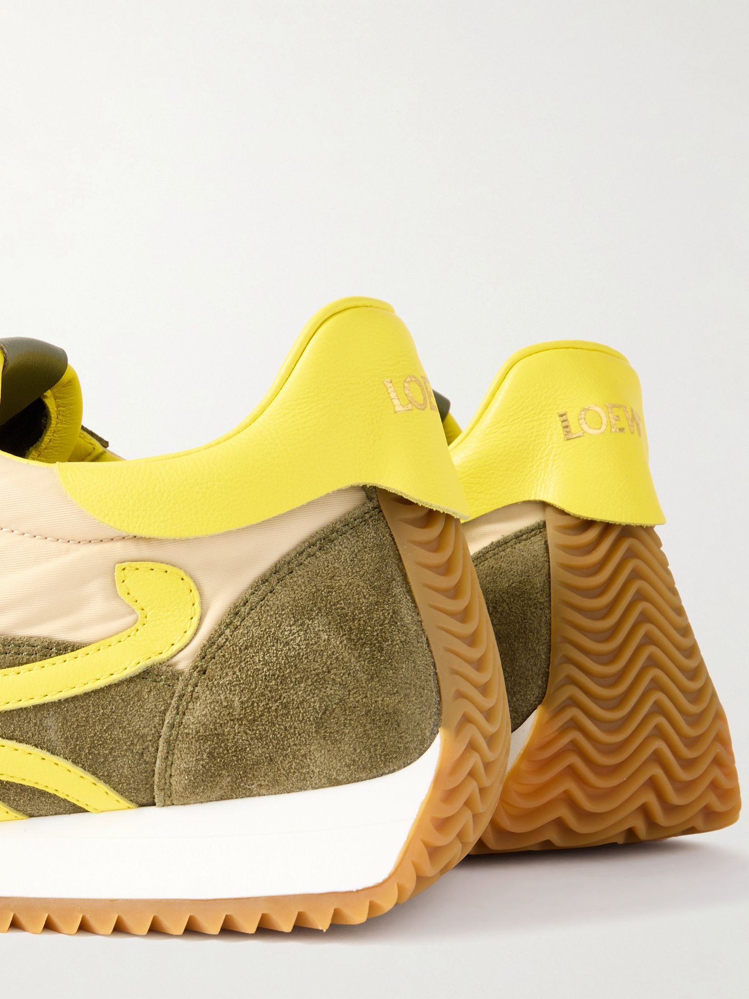 Flow Runner 2.0 leather-trimmed shell and suede sneakers Cream - 4
