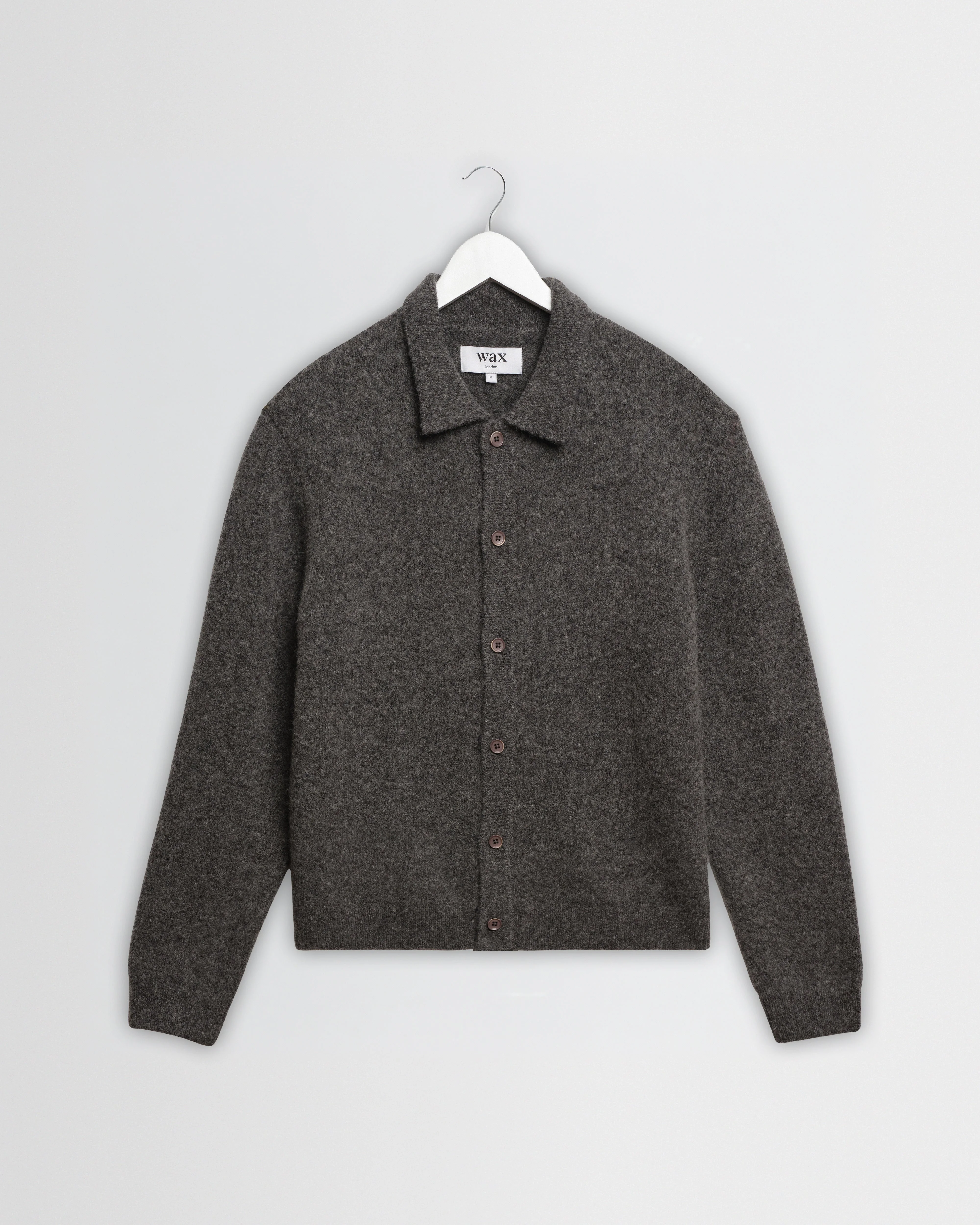 Tristan - Charcoal Fluffy Long-Sleeve Knitted Polo - 1