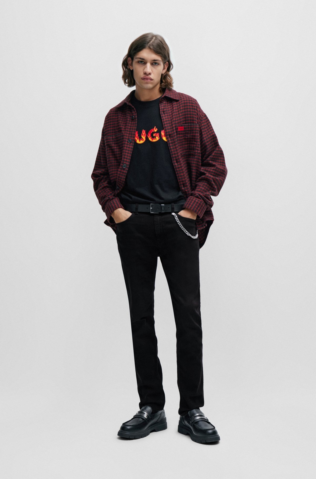 EXTRA-SLIM-FIT JEANS IN BLACK COMFORT-STRETCH DENIM - 3