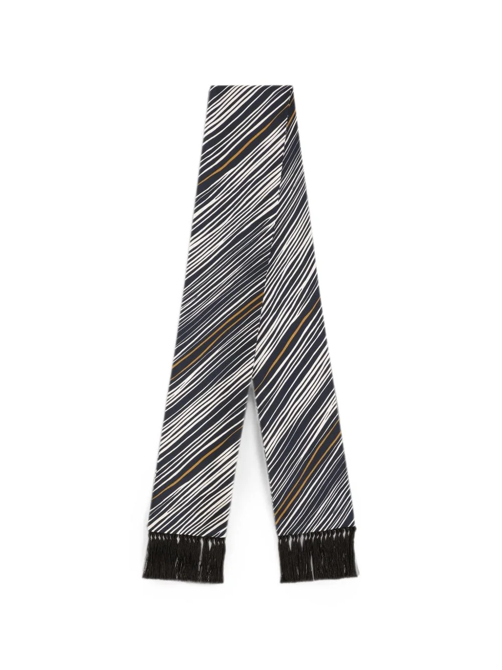 striped-print twill scarf - 1