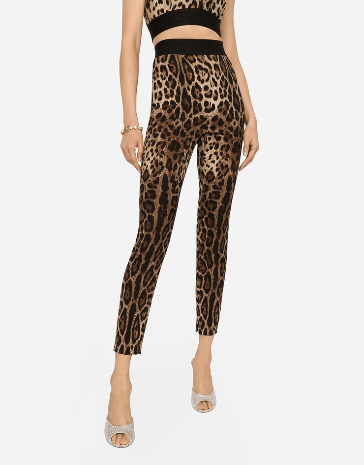 Leopard-print charmeuse leggings - 4