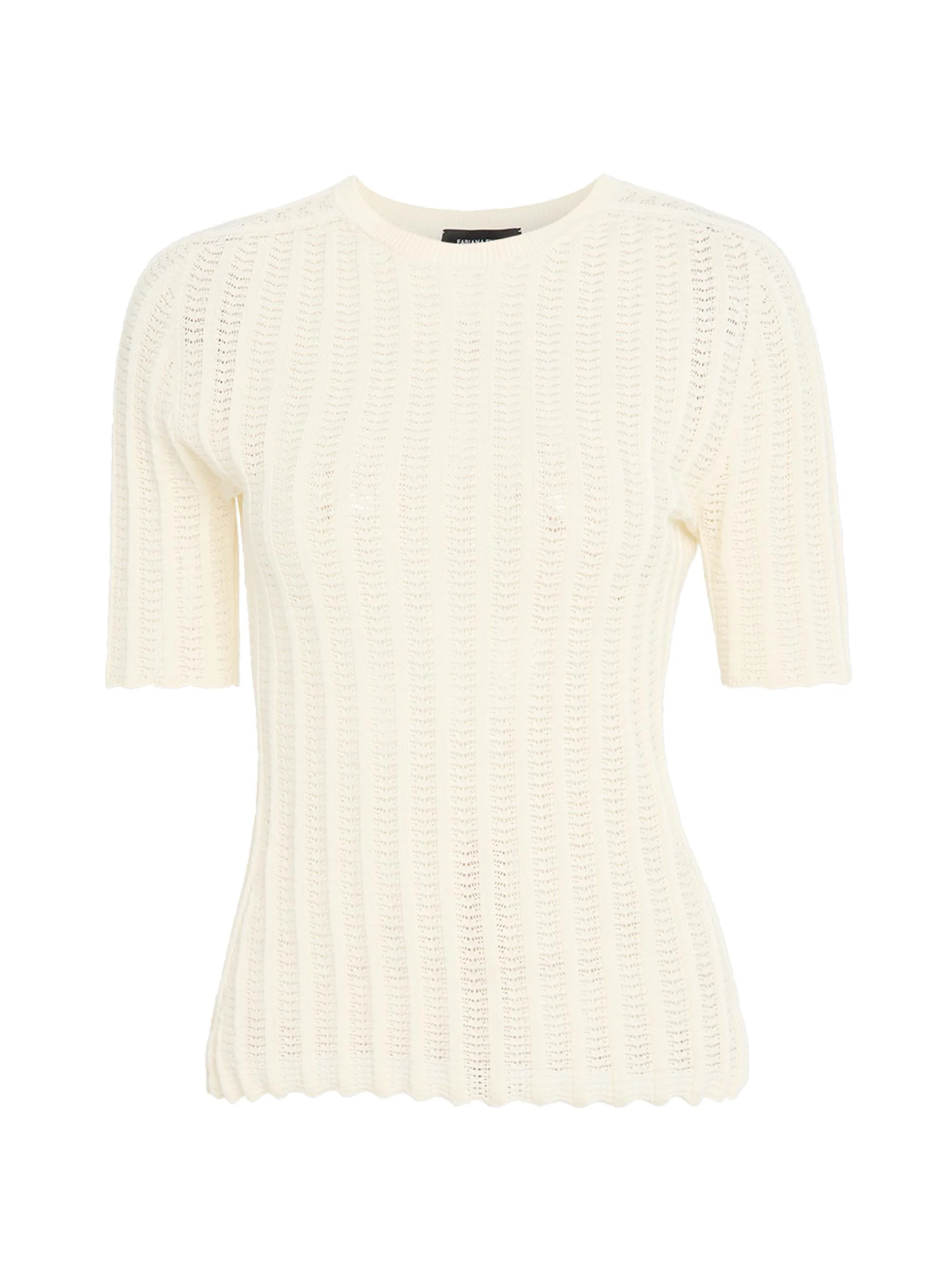 Women's Cotton Pointelle Stitch Sweater - Burro - 1