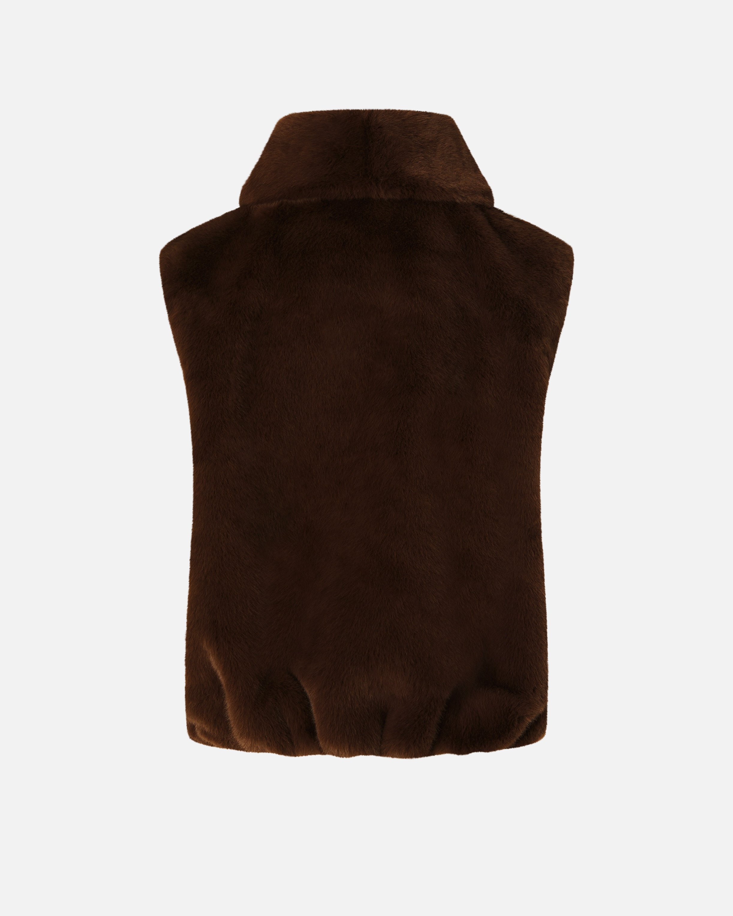SLEEVELESS FAUX FUR JACKET WITH HIGH COLLAR. - 6