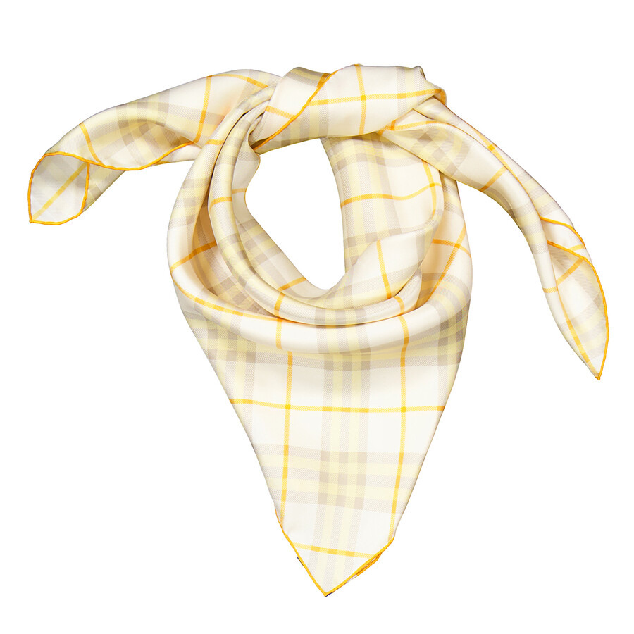 Burberry Check Silk Square Scarf in Wheat - 5