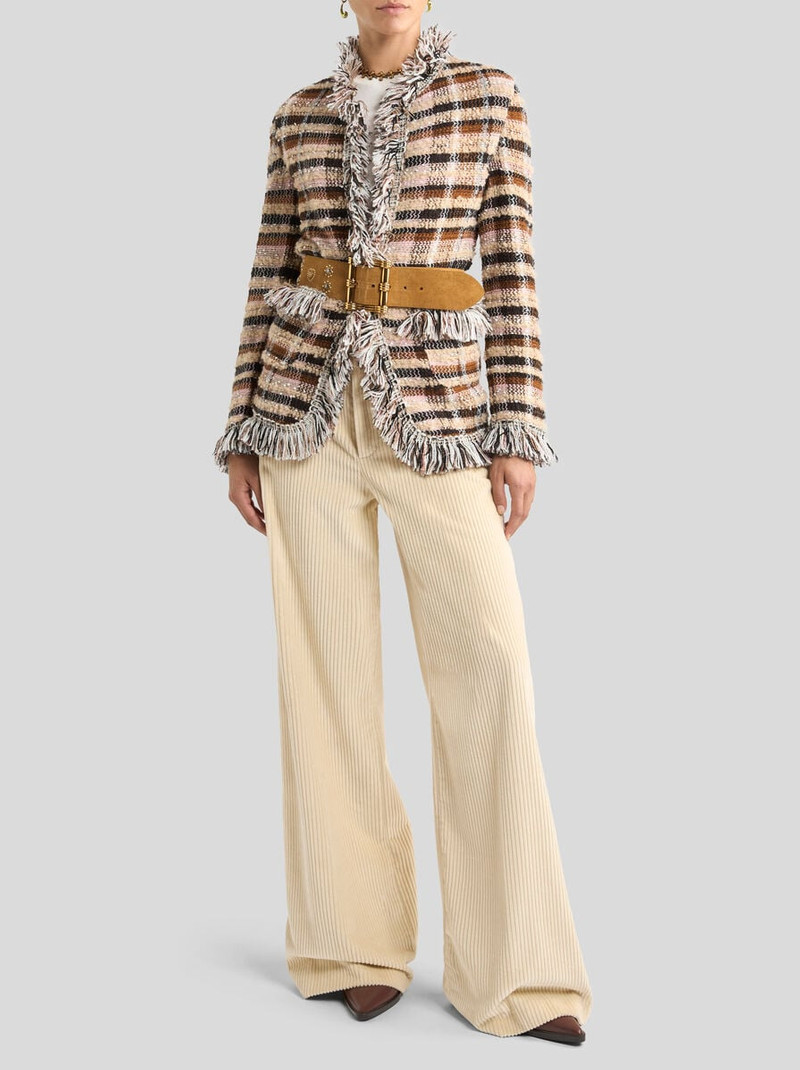 Etro WOOL-BLEND JACQUARD JACKET WITH FRINGING outlook