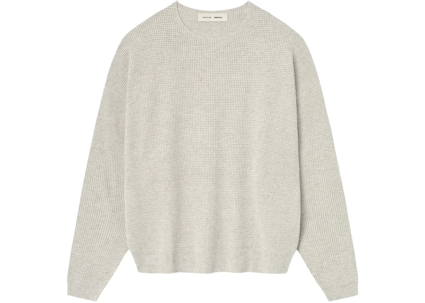 Fear of God Essentials Waffle Crewneck Sweater Heather Stone - 1
