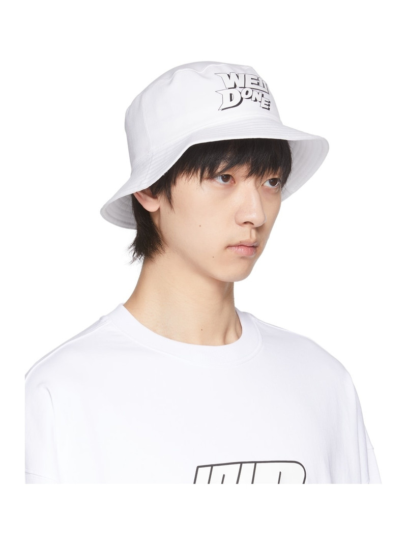 We11done White Basic Logo Bucket Hat outlook